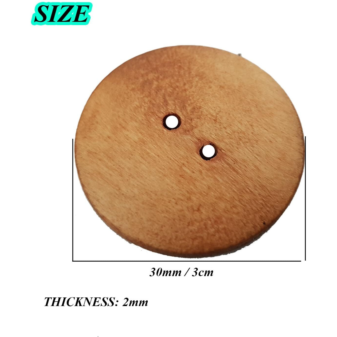 Aakriti 50Pcs 30Mm 2-Hole Big Natural Wooden Buttons Round Sewing Brown Overcoat Buttons (Brown-50Pcs)