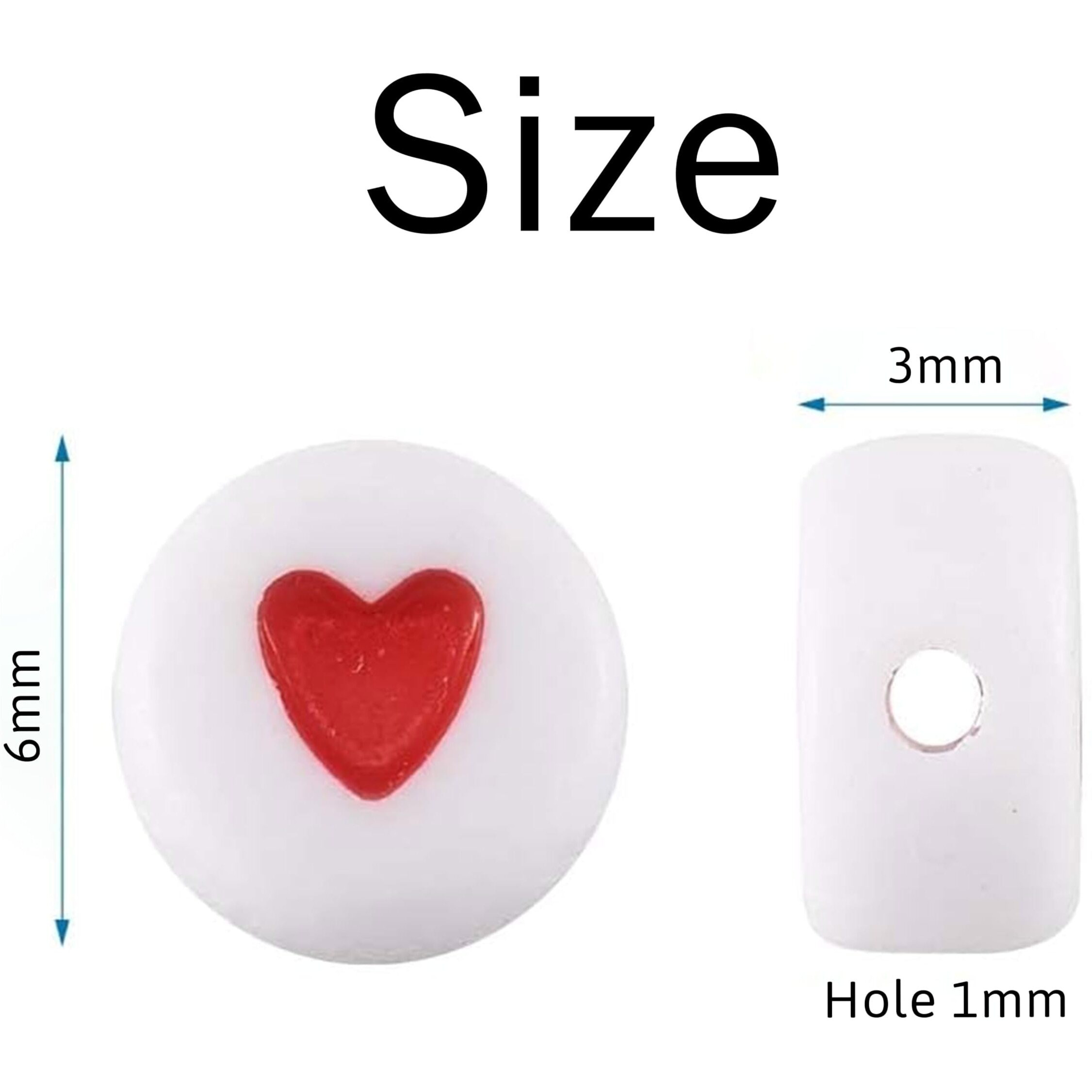 Indikonb Round Acrylic Spacer Beads With Heart Design - 300 Colorful Hearts For Bracelet Kit, Necklace Making, Jewelry Craft, And Charms Set (White Multicolor)