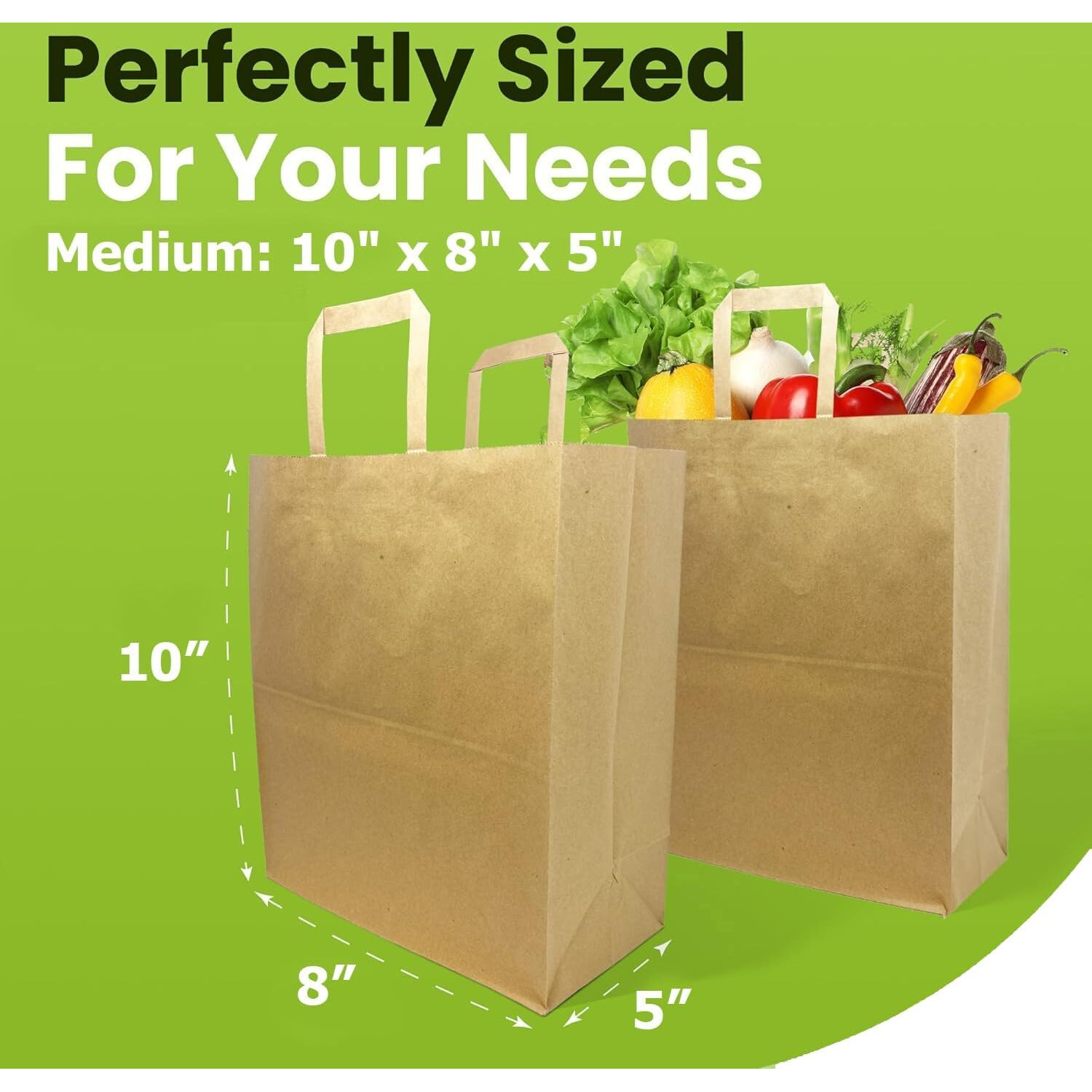 Aakriti Kraft Paper Gift Bags With Flat Handles - Brown 25 Pack, Medium (10" X 8" X 5") For Shopping, Home, Office, Retail & Merchandise
