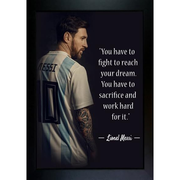 Frame Wala Lionel Messi Framed | Lionel Messi Poster | Messi Photo Frame | Messi Poster Wall Decoration Art Framed Poster (10 X 13.5 Inch)