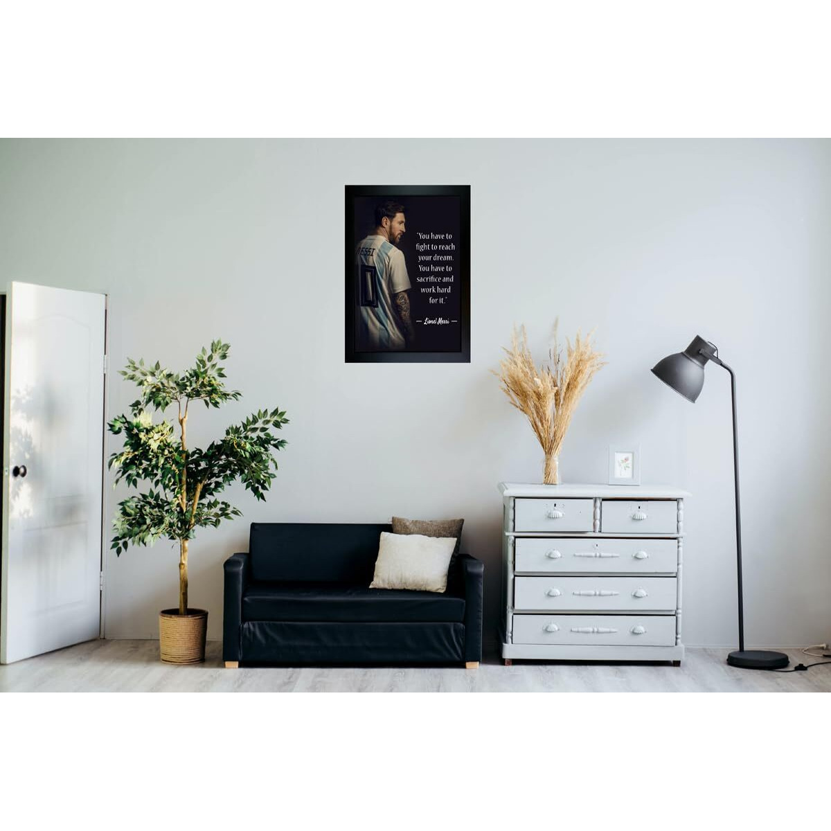 Frame Wala Lionel Messi Framed | Lionel Messi Poster | Messi Photo Frame | Messi Poster Wall Decoration Art Framed Poster (10 X 13.5 Inch)