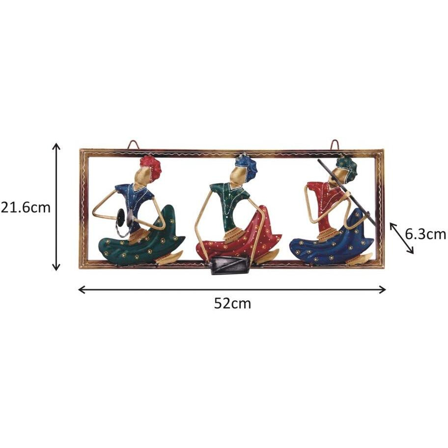 Handicrafts Paradise Wrought Iron Decorative Musicians Horizontal Showpiece For Home Decor - (Multicolour, 20.5 X 8.5 Inch)