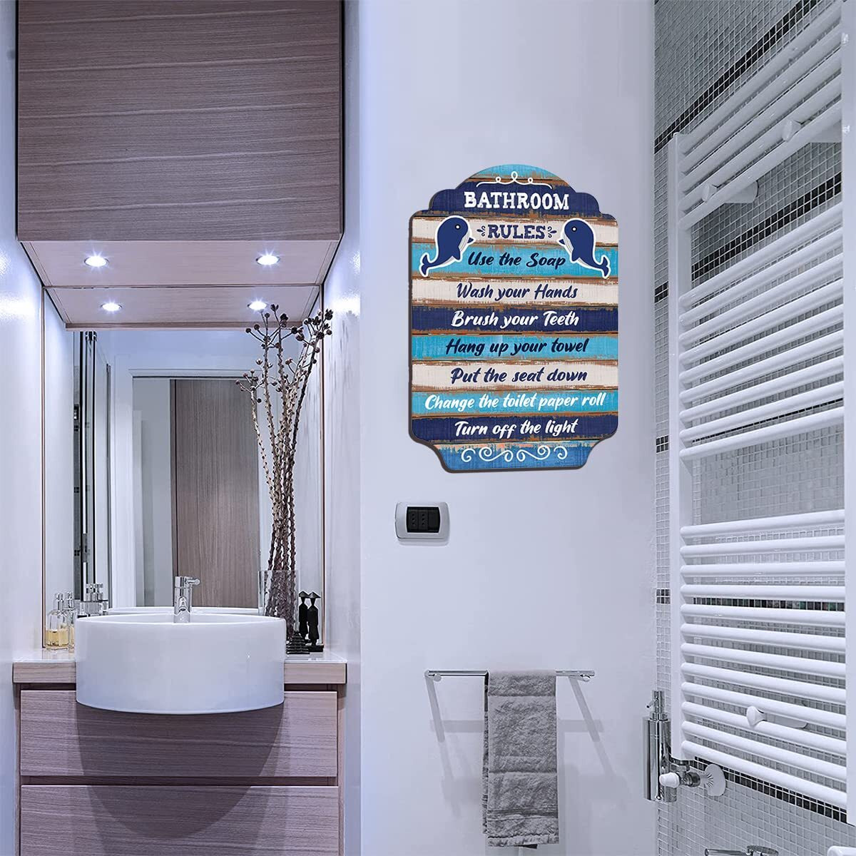 Chaka Chaundh - Bathroom Poster - Bathroom Posters With Frame - Bathroom Quotes Framed Posters - Bathroom Etiquette Poster - Bathroom Rules Poster -(14 X 11 Inches) (Set Of 3 - Bathroom Wall Plaques)