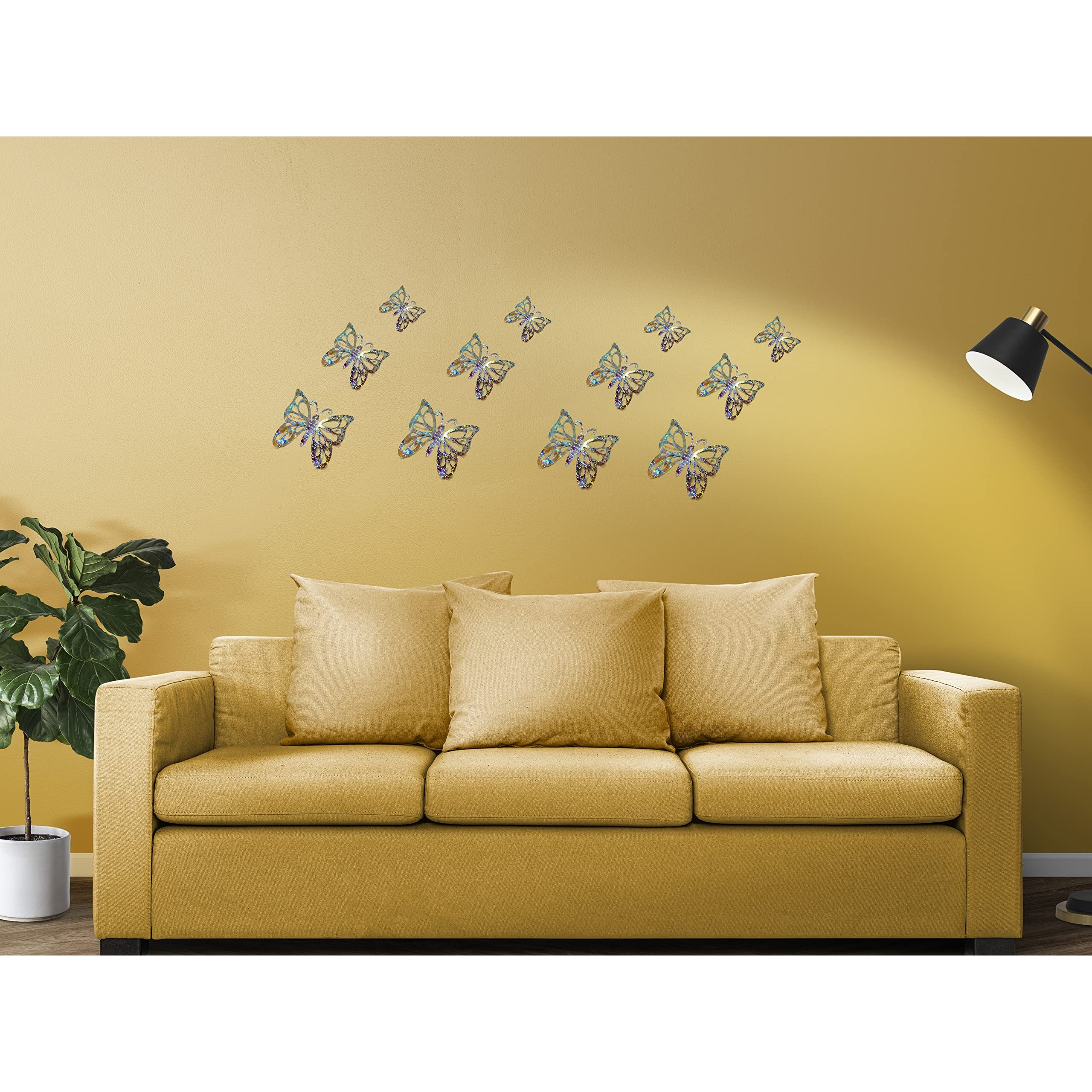 Freny Exim 12 Pcs 3D Pvc Home Dcor Butterfly With Double Gum Tape(Rainbow)