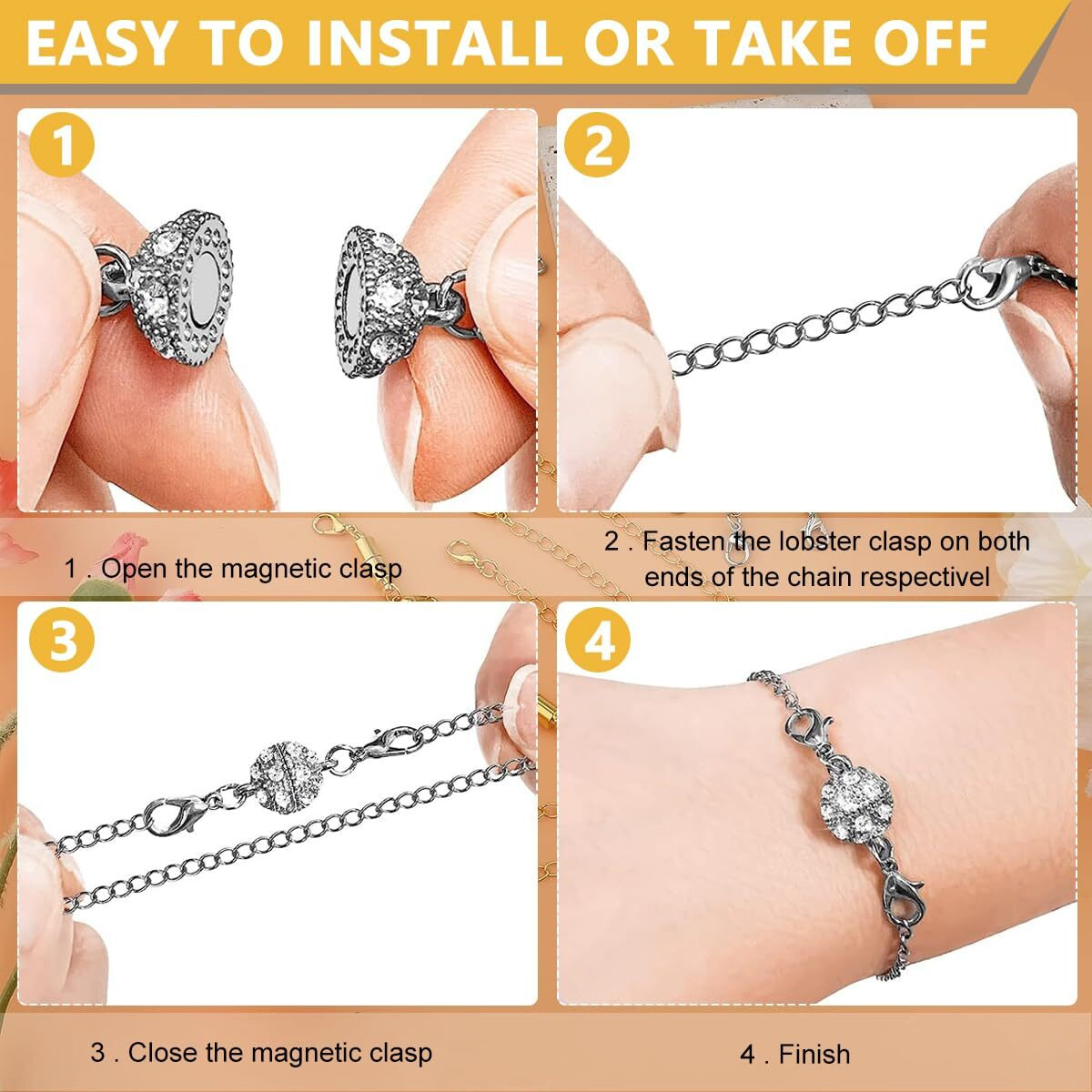 Sannidhi 12Pcs Magnetic Jewelry Clasps And Necklace Extenders Gold Silver Multi Sizes & Styles Chain Extenders Magnetic Clasps