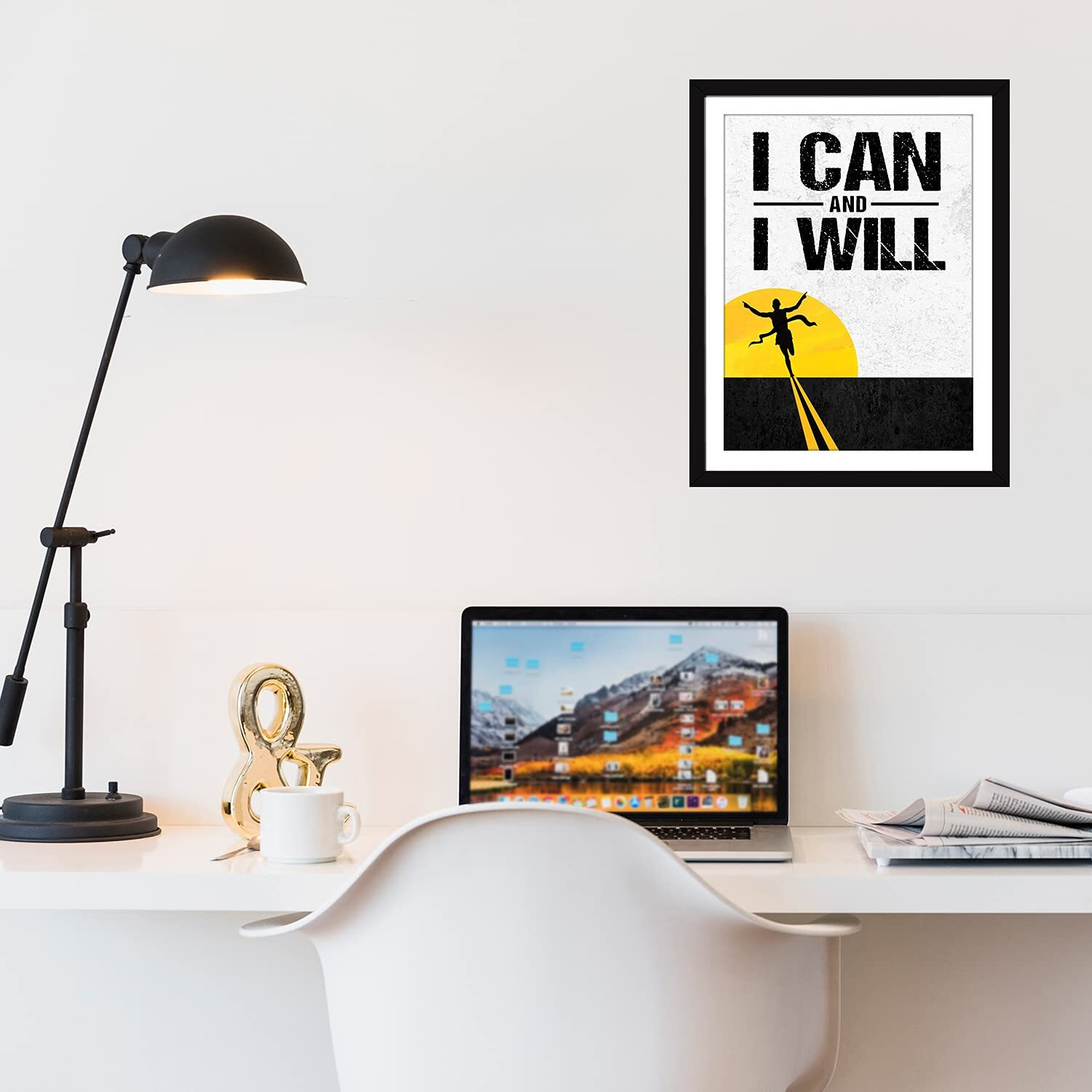 Chaka Chaundh - I Can And I Will Motivational Quotes Frames - I Can And I Will Poster - I Can I Will Wall Frame - (13.6 X 10.6 Inches) (I Can & I Will - Yellow)