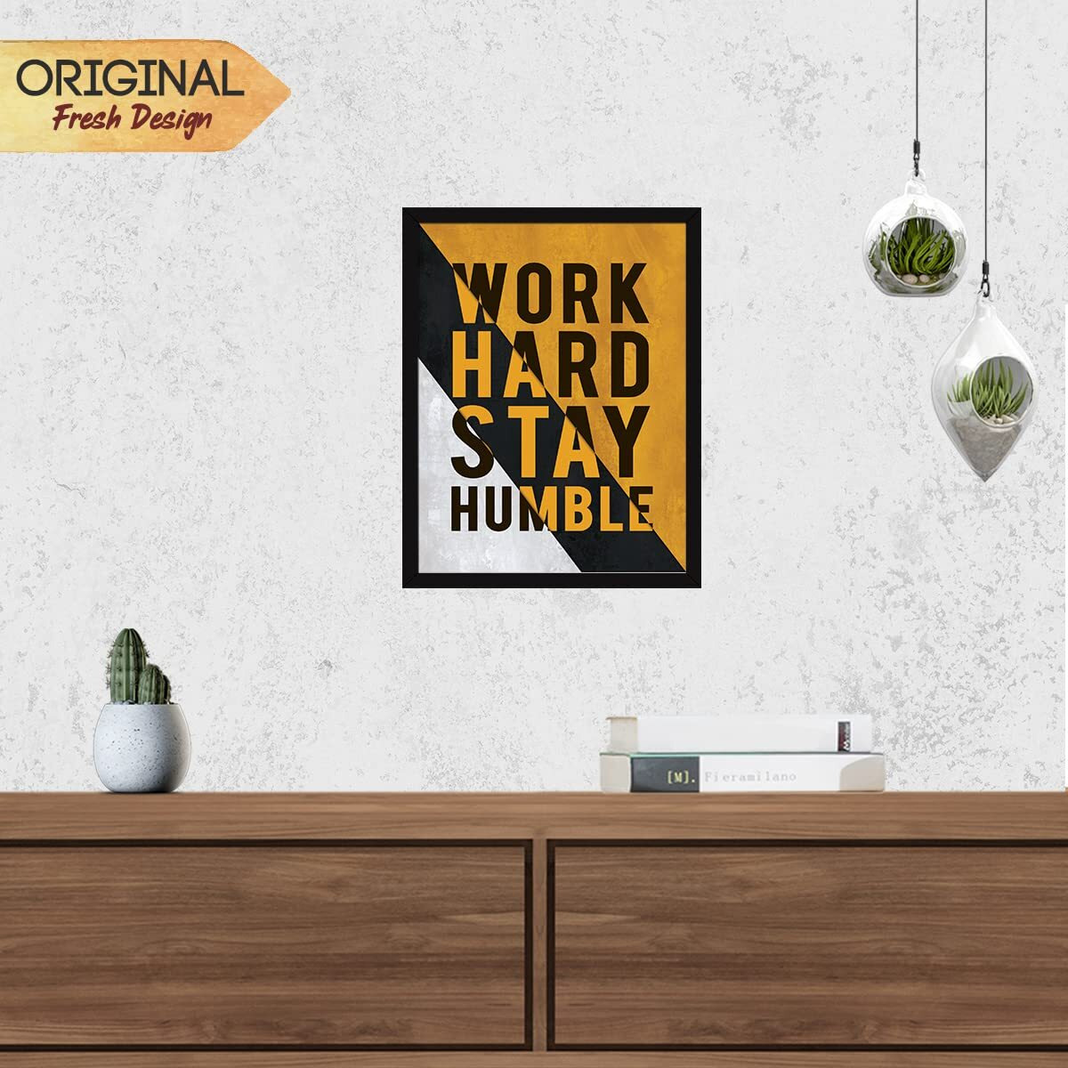 Chaka Chaundh - Hard Work Quotes Wall Frames - Hard Work Motivational Posters With Frame - Motivational Quotes Wall Framed Posters - (13.6 X 10.6 Inches)