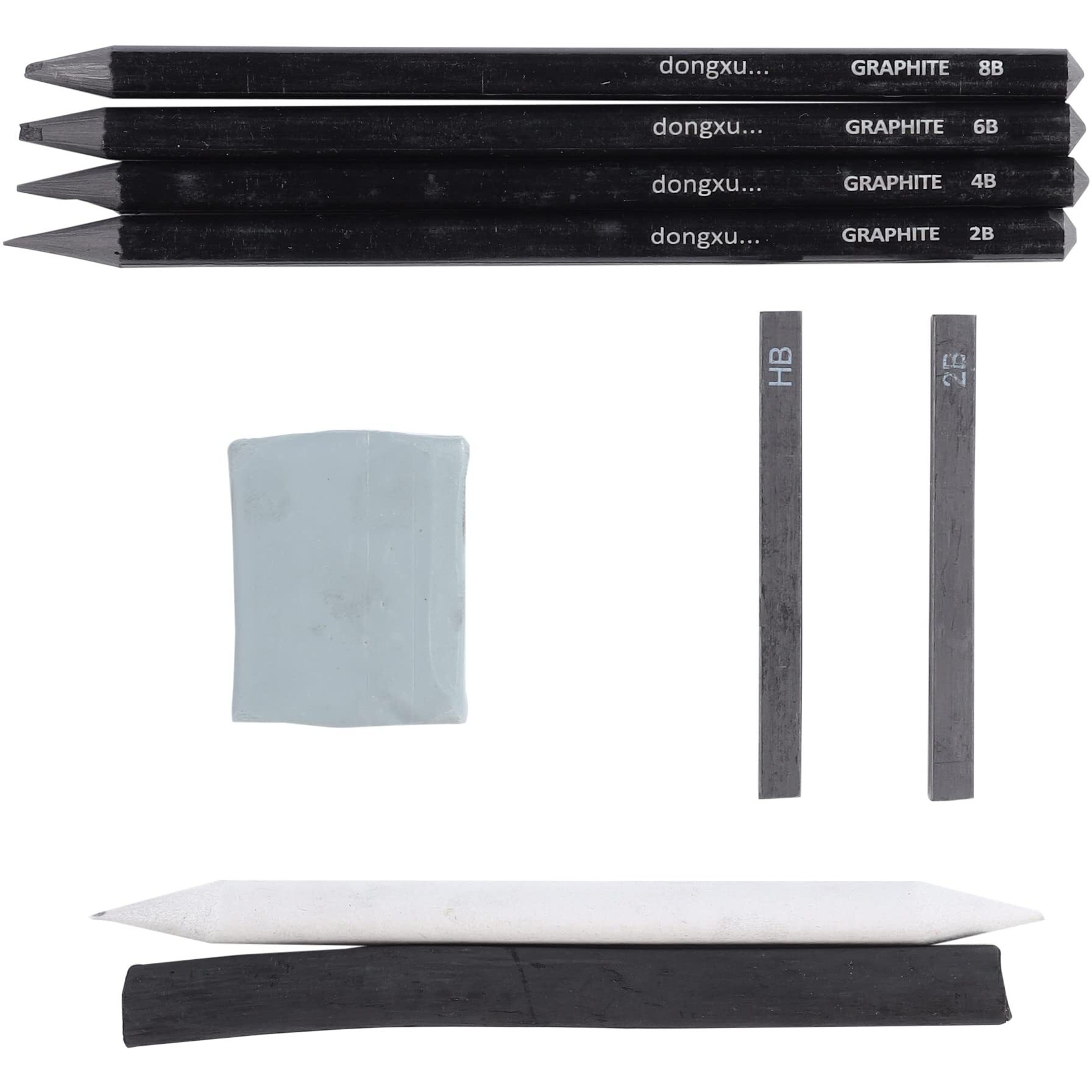 Artright 9-Piece Artists' Sketching & Drawing Tool Kit With 4 Premium Graphite Pencils, 2 Compressed Charcoal Sticks, Blending Stump, Kneaded Eraser And Charcoal Block - Artists 9Pcs Sketching Set