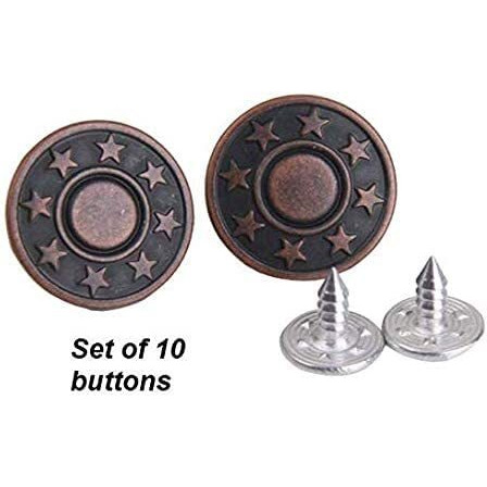 Prokart Jeans Metal Button (No-Sew Button) Hammer Only Tack Snap Jeans Buttons - Pack Of (10 Sets)