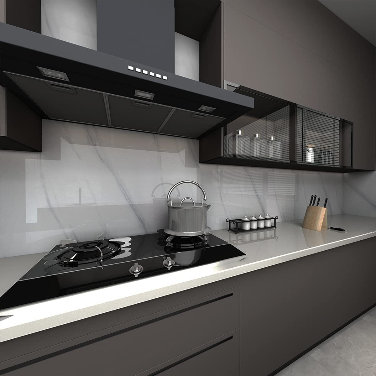 Vaidika 60 X 200 Cm Kitchen Wall Stickers Oil Proof Heat Resistant | Wallpaper For Kitchen | Kitchen Decoration Items For Home | White Wall Paper | White Marble Wall Sticker | Kitchen Sticker