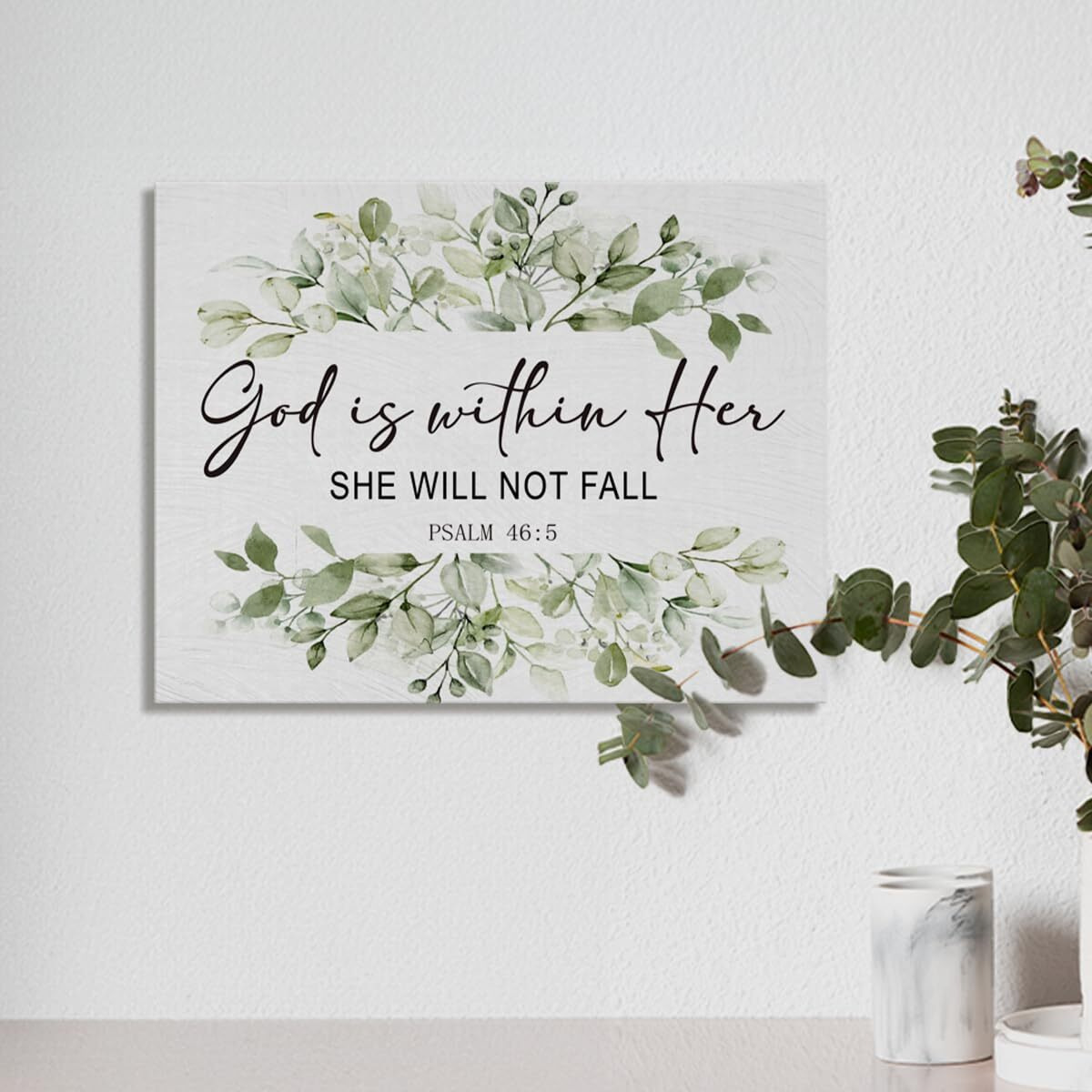 Biwsha Christian Wall Art, Psalm 465 Bible Verse Canvas Wall Decor, Framed, Jesus Decor, Prayer Room Decor, Sage Green, 11X14