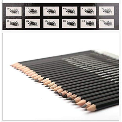 EsKube Artist Quality Fine Art Drawing & Sketching Pencils - Set Of 12 Pencils (6H, 4H, 2H, Hb, B 2B, 3B, 4B, 5B, 6B, 8B, 10B)