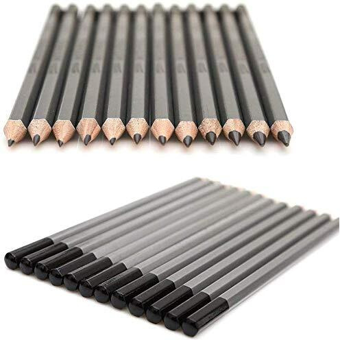 EsKube Artist Quality Fine Art Drawing & Sketching Pencils - Set Of 12 Pencils (6H, 4H, 2H, Hb, B 2B, 3B, 4B, 5B, 6B, 8B, 10B)