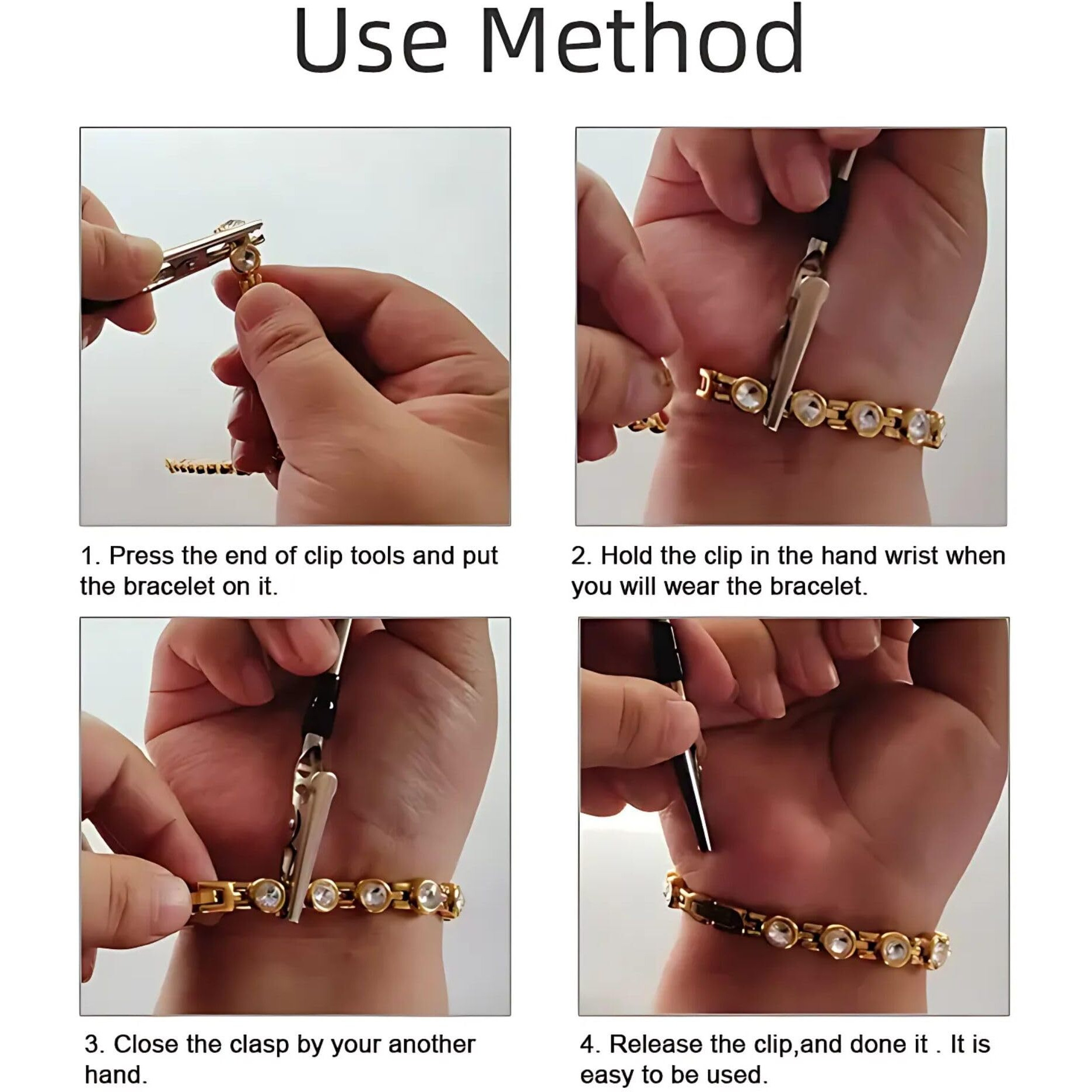 Hian Jewelry Clasp Helper Tool  Easy Fastener Aid For Bracelets, Necklaces & Watches | Ideal For Gold, Silver & Fashion Jewelry | Anti-Tangle Clasp Assist Device (Gold, Pack Of 2)