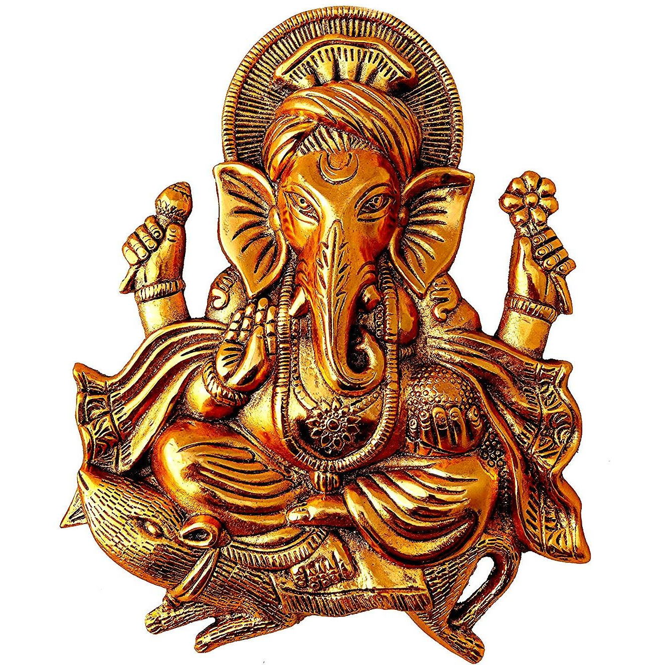Etsibitsi Ganesha Decorative Metal Wall Art Sculpture Hanging And Showpiece, Mouse Ganesh Wall Hanging022