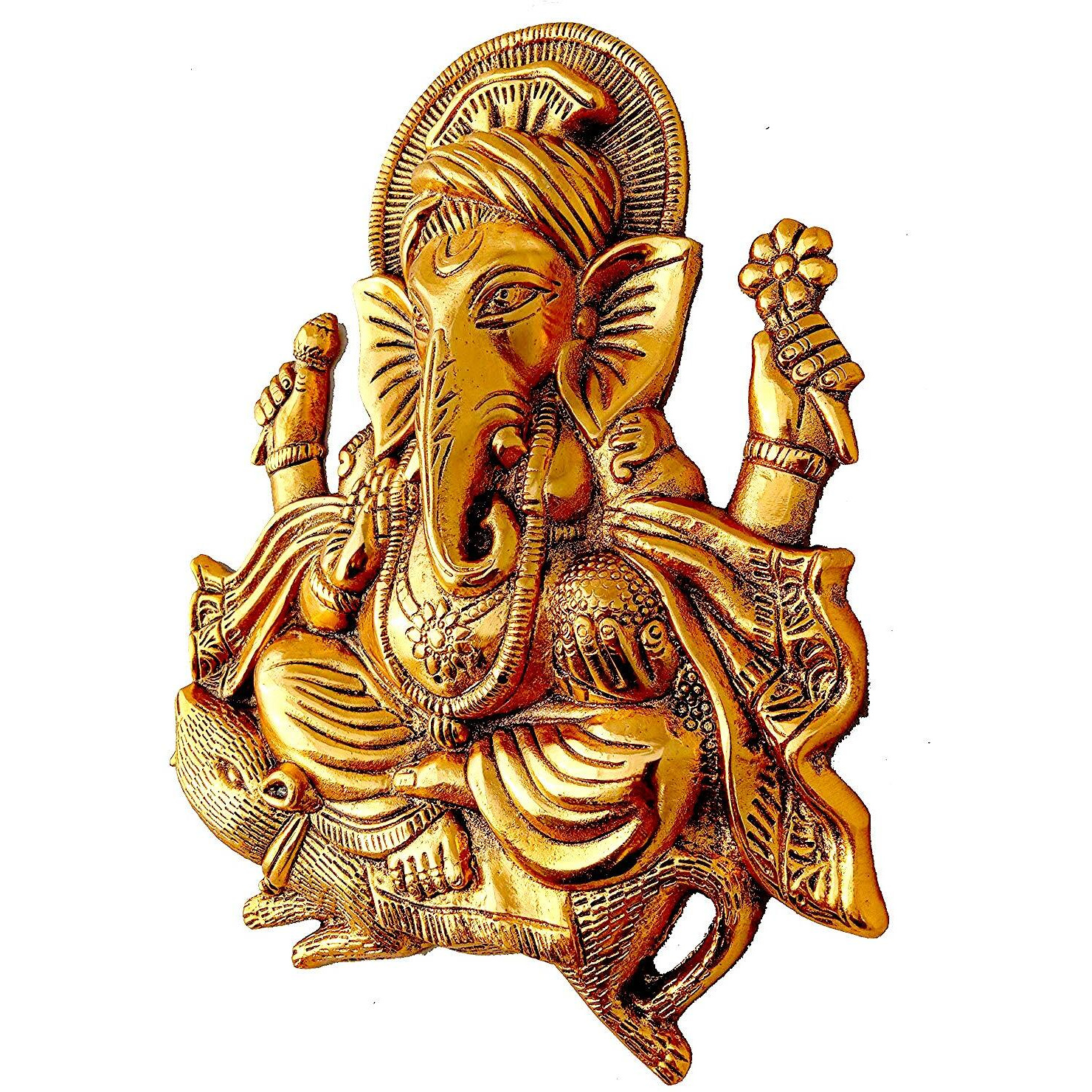 Etsibitsi Ganesha Decorative Metal Wall Art Sculpture Hanging And Showpiece, Mouse Ganesh Wall Hanging022