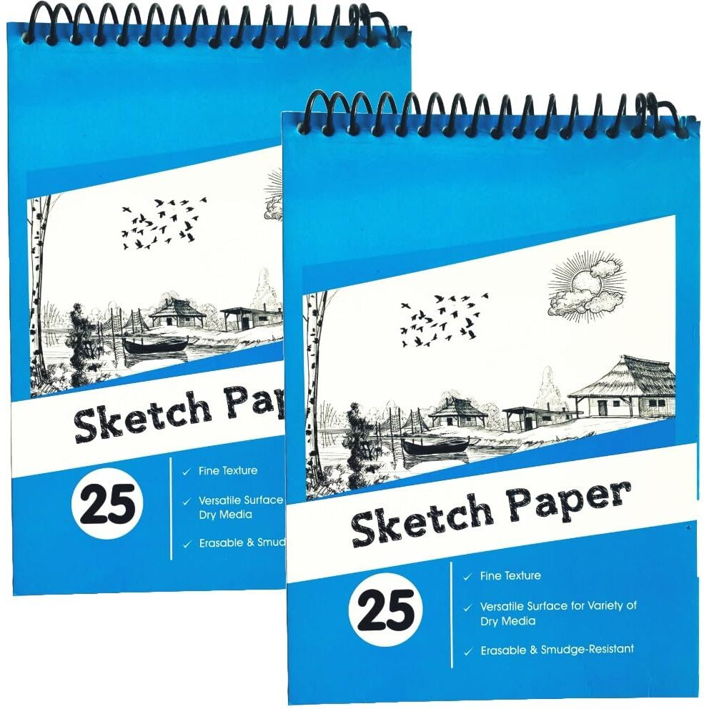 Corslet Sketchbook Spiral-Bound, Mini Size A5 Sketch Book Professional-Grade Sheets, Compatible With A Range Of Art Material Drawing Books (A5, Set Of 2)