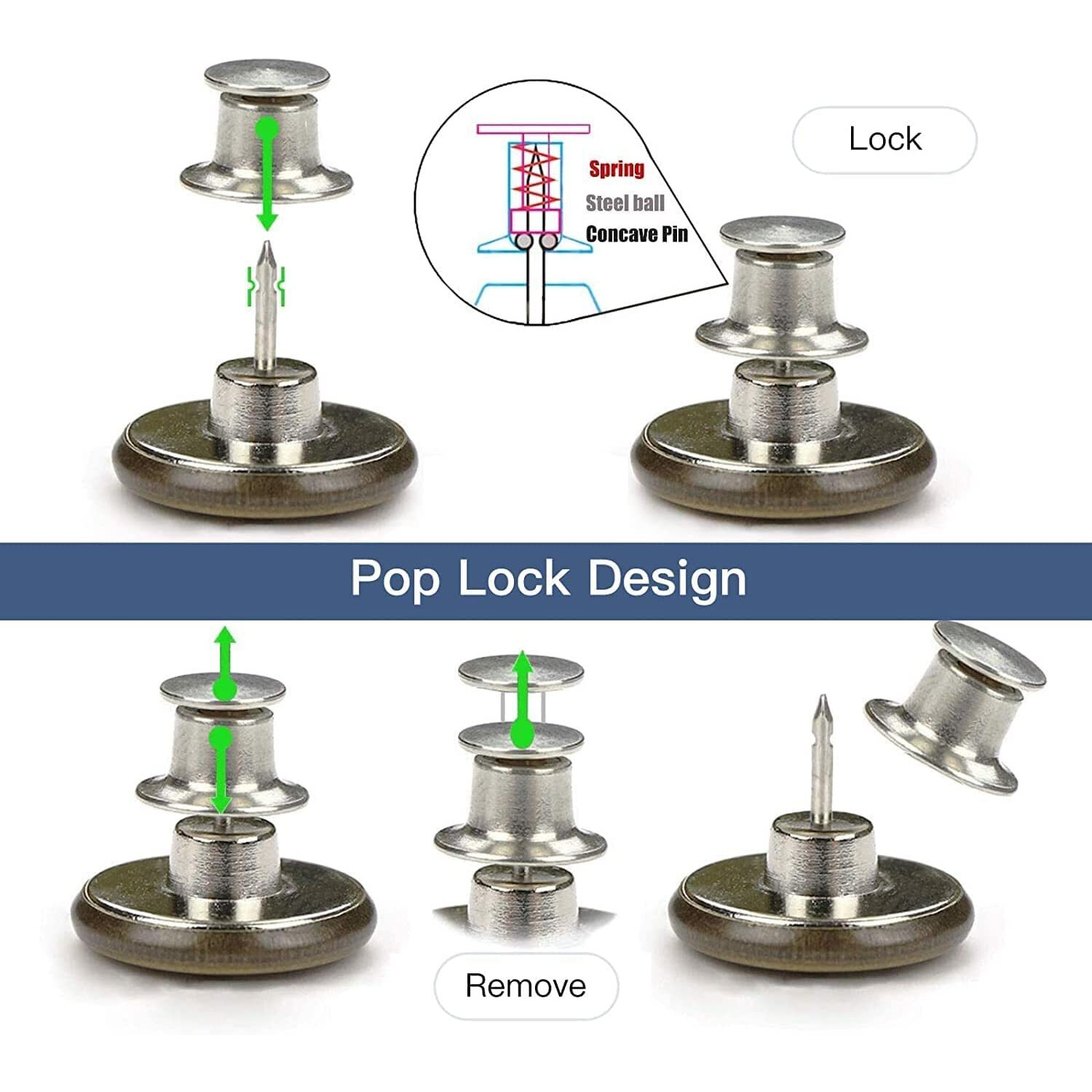 Kawn 10Pcs Jeans Button Pins Multipurpose No Sew Replacement Jeans Buttons For Women Adjustable Instant Pants Waist Extender For Jeans Trousers Bags Skirt Hat Reusable Metal Button Tightener (A)