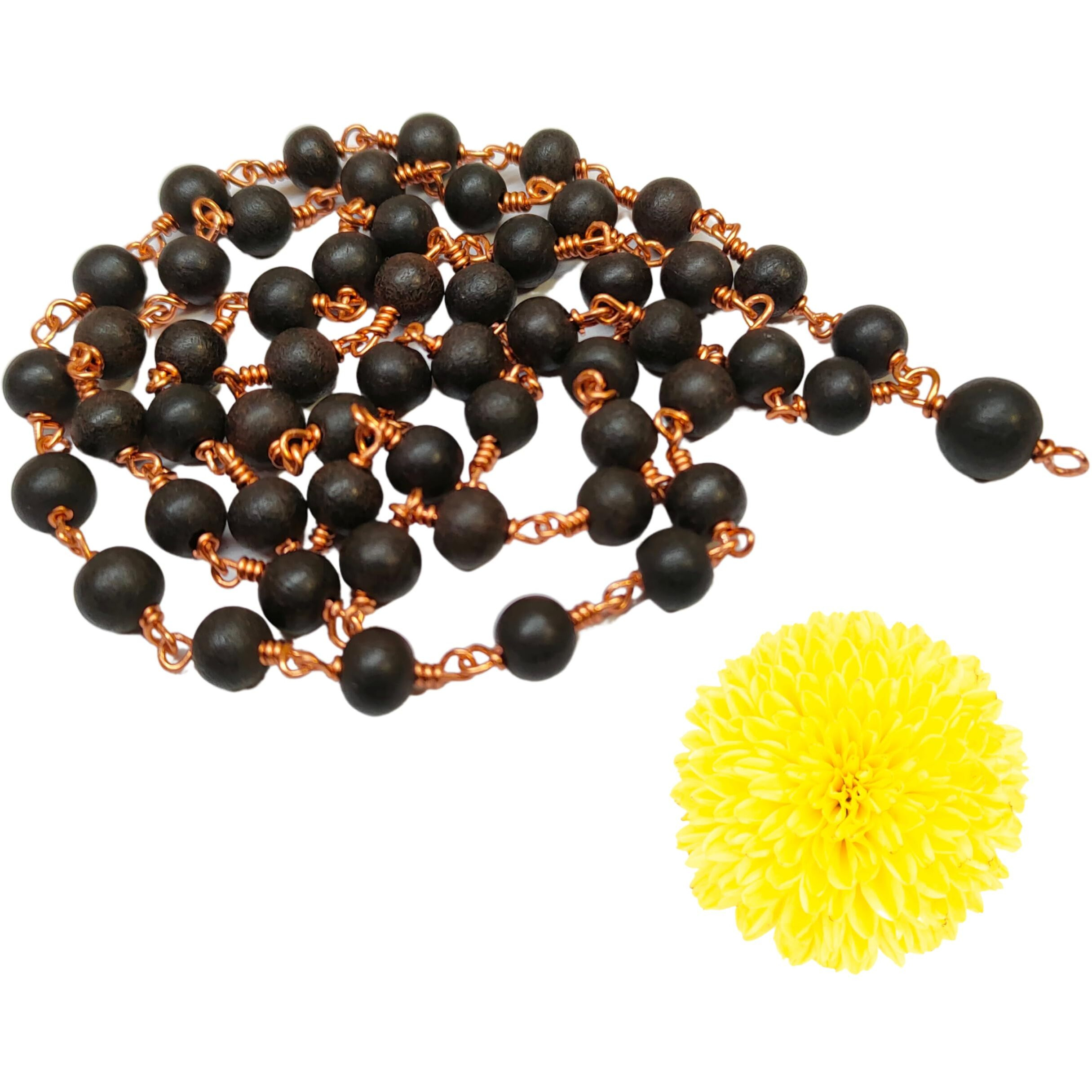 Anciently Karungali Malai Copper Original 6Mm | Karungali Malai Copper 6Mm 54 Beads, Ebony Wood, 1 Piece