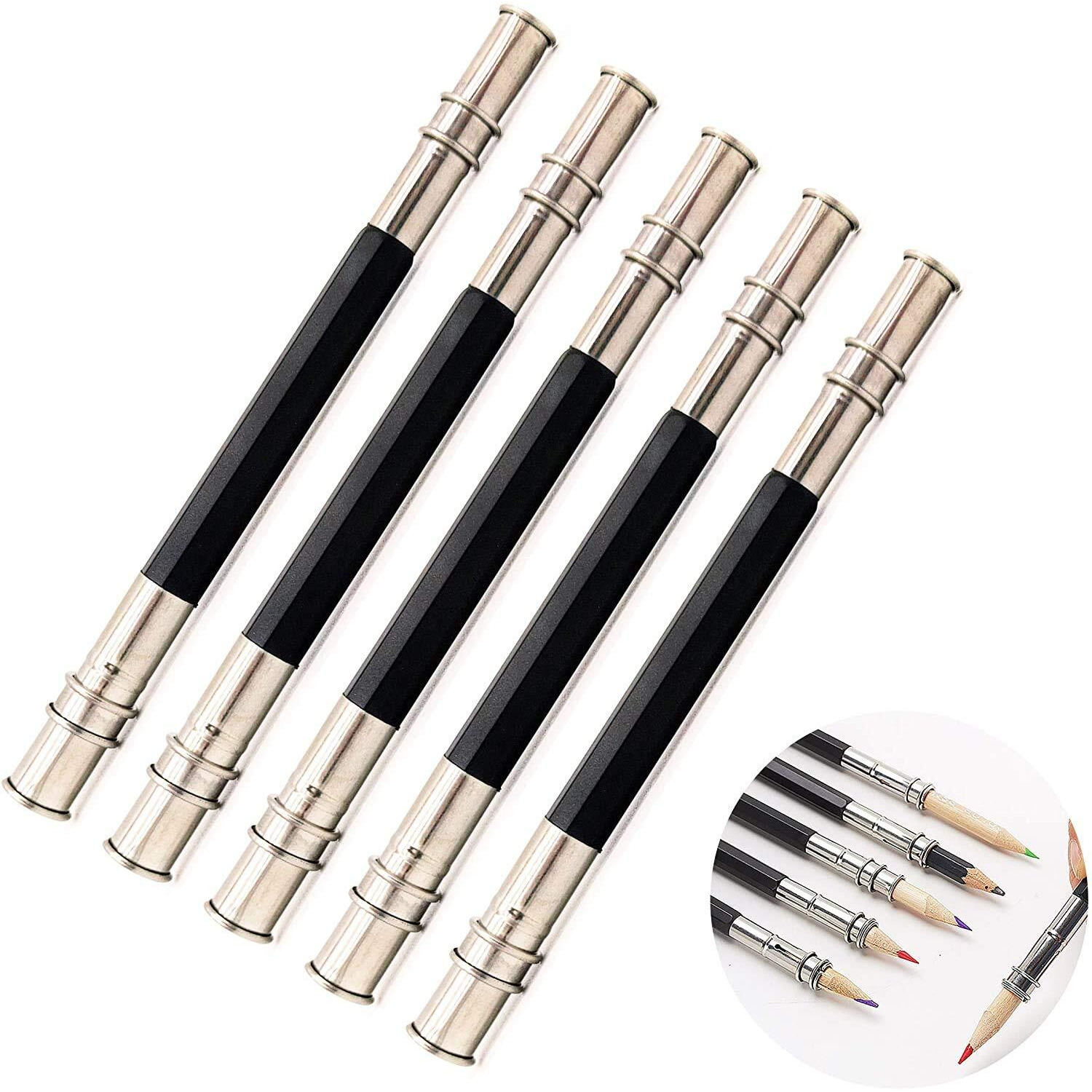 Artbee 5 Pcs Pencil Extenders, Adjustable Dual Head Art Pencil Lengthener