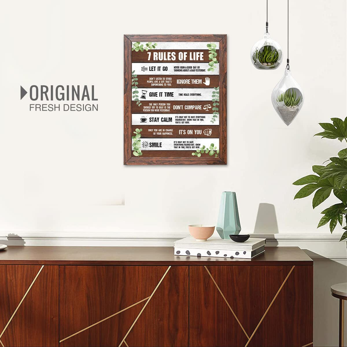 Chaka Chaundh - Motivational Life Rules Poster - Inspirational Quotes Wall Frame (13.6 X 10.6 Inches) - Engineered Wood Frame