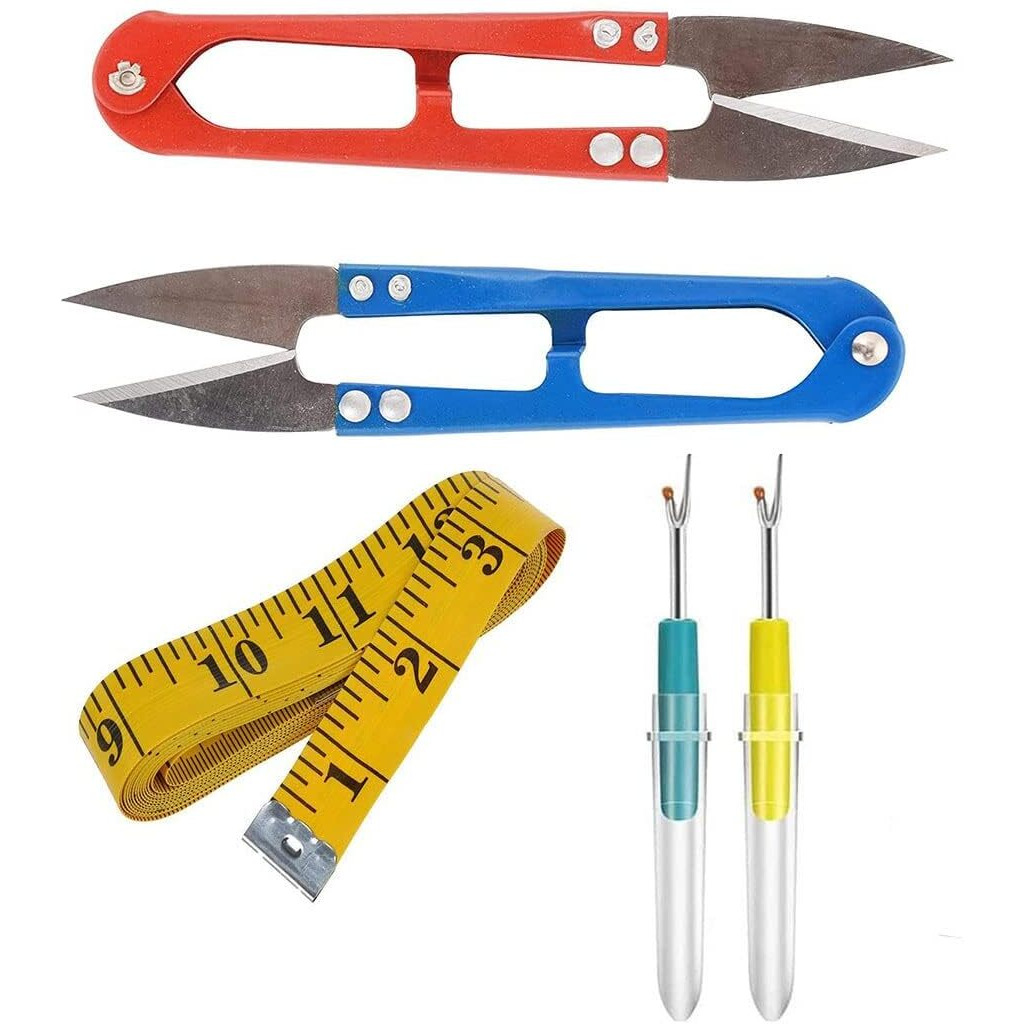 Digsmorden 2 Ps Plastic Seam Ripper Stitch Unpicker Sewing+ 2 Ps Thread Cutter +1 Ps Measuring Tape