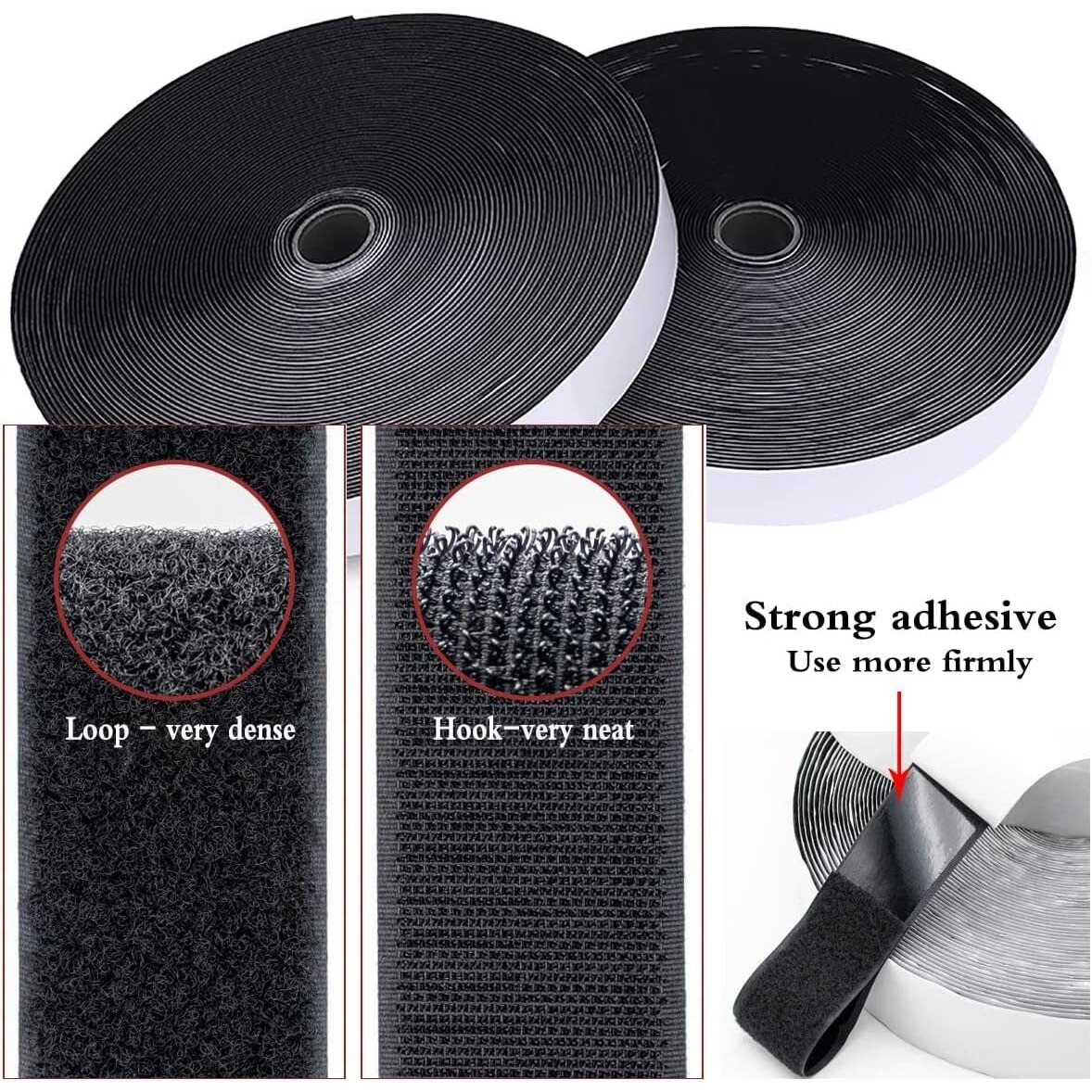 Home Buy Self Adhesive Hook And Loop Tape | Velcro Tapes |Mosquito Net Tape Mounting Tape For Office Use,Photo Frames, Multipurpose Use (1 Inch Width) (Black Colour) ((2M Hook + 2M Loop))