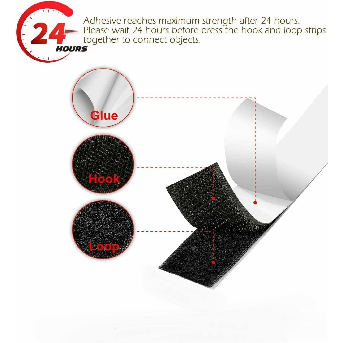 Home Buy Self Adhesive Hook And Loop Tape | Velcro Tapes |Mosquito Net Tape Mounting Tape For Office Use,Photo Frames, Multipurpose Use (1 Inch Width) (Black Colour) ((2M Hook + 2M Loop))