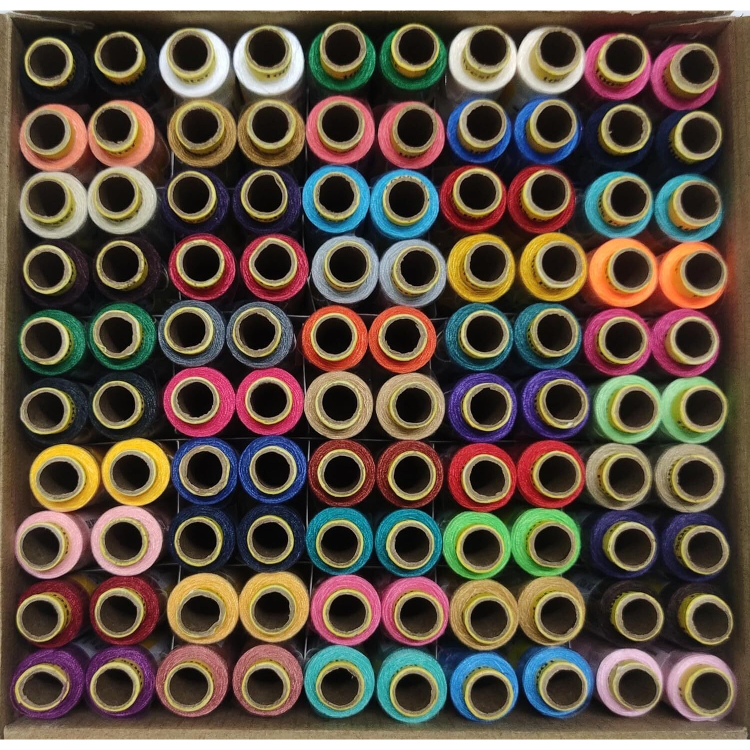 Shop & Shoppee Multicolor 100% Polyester Sewing Threads 100 Tubes(150 M Each) For Sewing, Tailoring, Machine And Hand Stitching Spools Threads (150 M, Pack Of 100, Multicolor)