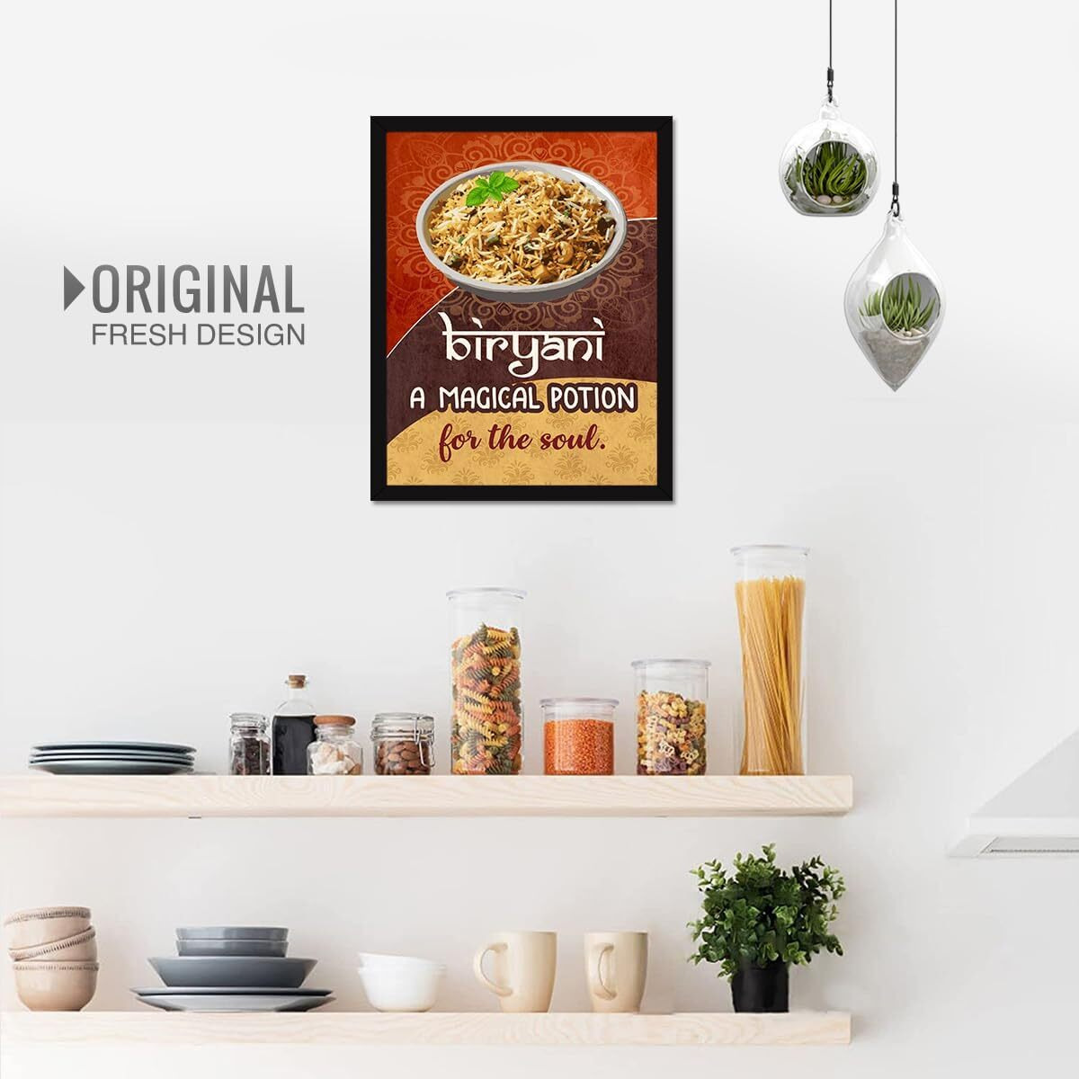 Chaka Chaundh - Restaurant Wall Decoration Items - Food Quotes Wall Frames - Restaurant Wall Frame - Posters For Biryani Quotes Decor - (14 X 11 Inches)(Biryani A Magical Posion - Red)