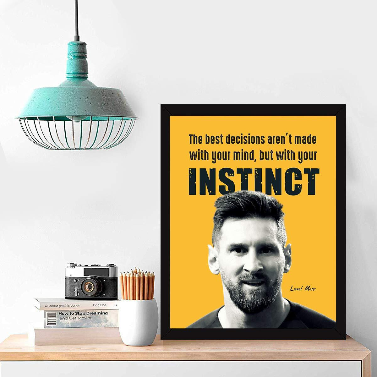 Chaka Chaundh - Lionel Messi Quotes Posters - Messi Quotes Frame - Motivational Quotes Frames - Poster With Frame  Inspirational Quotes Wall Frames Posters - (13.6 X 10.6 Inches)