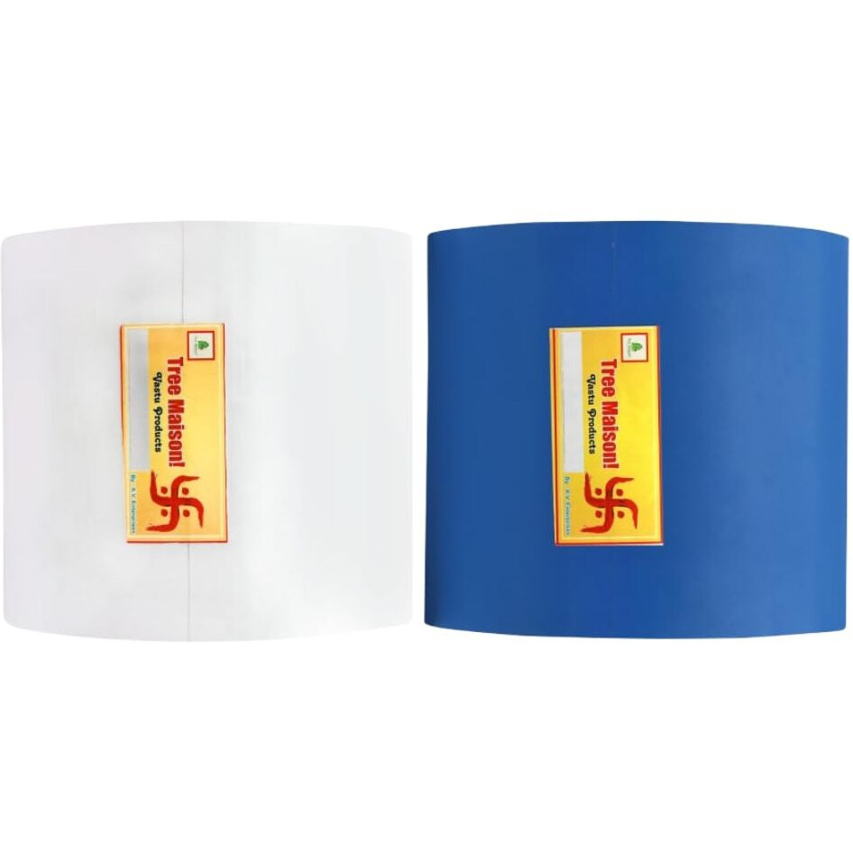 Tree Maison Coronating Homes Vastu White - Blue Tape | Size - 4 Inch (96 Mm) Approx | Length- 20 Meter (Approx) | Vastu Tape Remedy For Toilet | Vastu Tape For Main Door Entrance | Pack Of 2