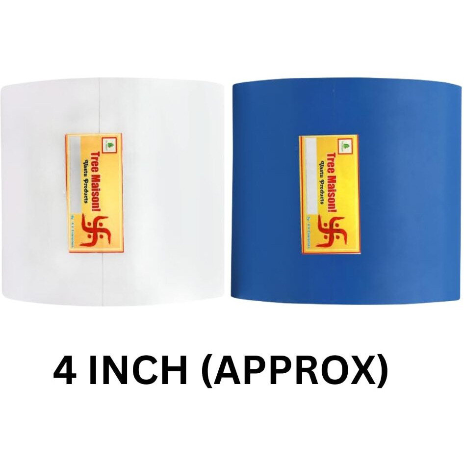 Tree Maison Coronating Homes Vastu White - Blue Tape | Size - 4 Inch (96 Mm) Approx | Length- 20 Meter (Approx) | Vastu Tape Remedy For Toilet | Vastu Tape For Main Door Entrance | Pack Of 2