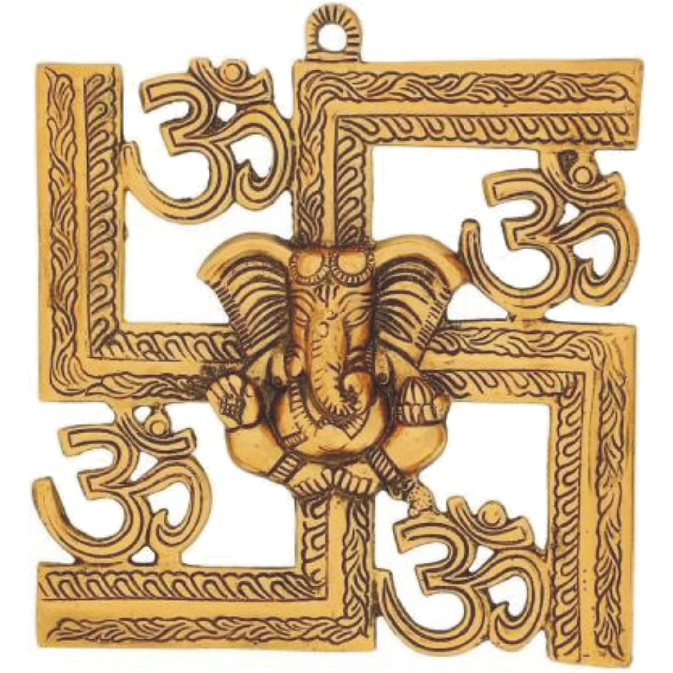 Kartik Wall Hanging Swastik Ganesh Copper Finish