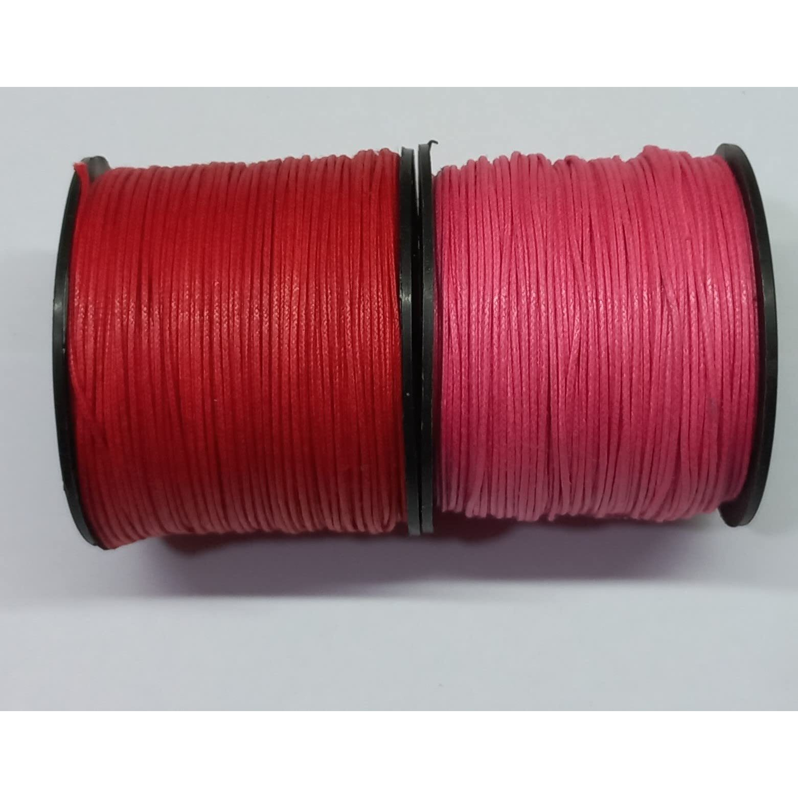 Omx 0.5 Mm Thick, String Waxed Cotton Cords Pack Of 2 Colours, 100 Mtr In 1 Roll - Total 200 Mtr (Red & Pink)