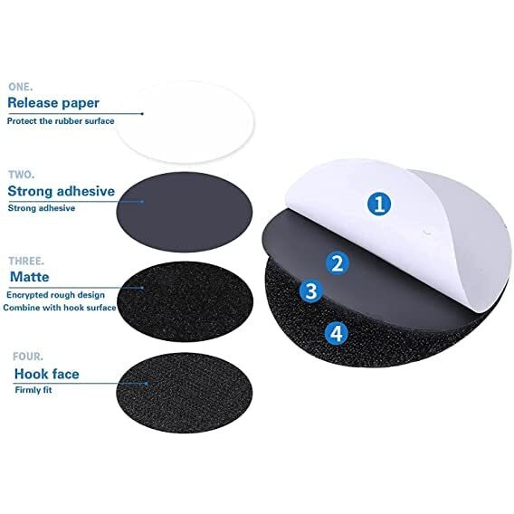 Elvana Double Sided Hook Loop Dots Adhesive Sticky Back Coins Self Adhesive Fastener Interlocking Tape For Couch Cushions, Carpet, Stair Treads Carpet, Diy Craft, Round 2 Inch, Black (Set Of 10) (10)
