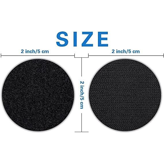 Elvana Double Sided Hook Loop Dots Adhesive Sticky Back Coins Self Adhesive Fastener Interlocking Tape For Couch Cushions, Carpet, Stair Treads Carpet, Diy Craft, Round 2 Inch, Black (Set Of 10) (10)
