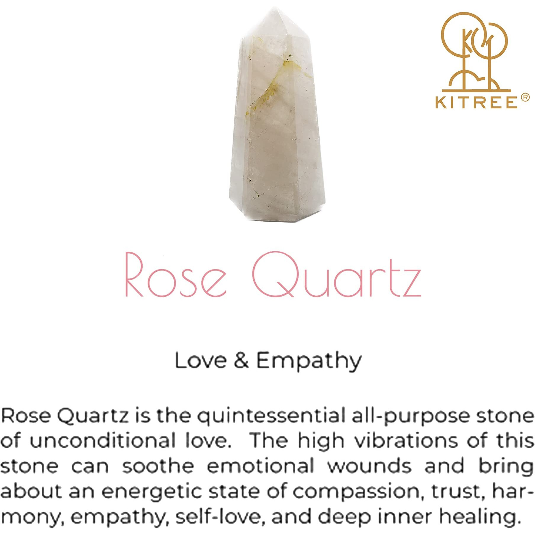 Kitree Rose Quartz Crystal Wand Tower  Natural Pink Obelisk For Love, Healing & Chakra Balancing (6 Cm Height X 3 Cm Length)