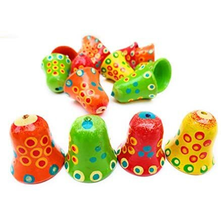 Fashion Bizz Wooden Bells Beads For Jewelry Making, Dresses, Beading, Art And Crafts Work (2.5 Cm, Multicolored) -20 Pieces