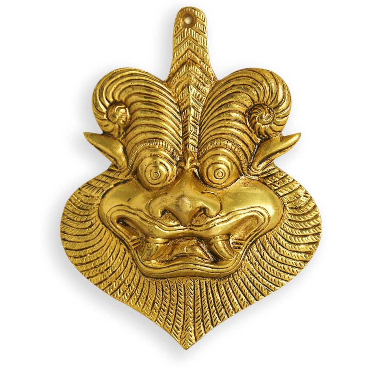 Exclusivelane 'Lord Yali' Wall Dcor Pure Brass Wall Hanging (6.2 Inches, 0.54 Kg)|Hand-Etched Brass Wall Decoration Item For Living Room Wall Hanging For Home Decoration