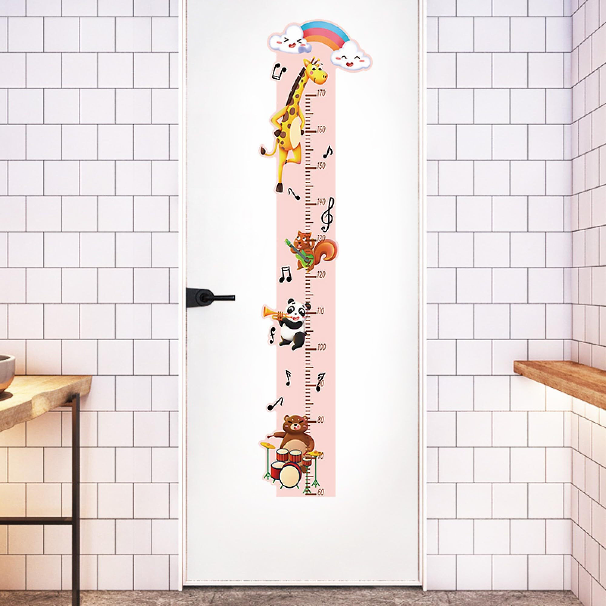 Jaamso Royals Multi Measure Animals Self Adhesive Kids Room Dcor Wall Sticker (50 Cm X 70 Cm)