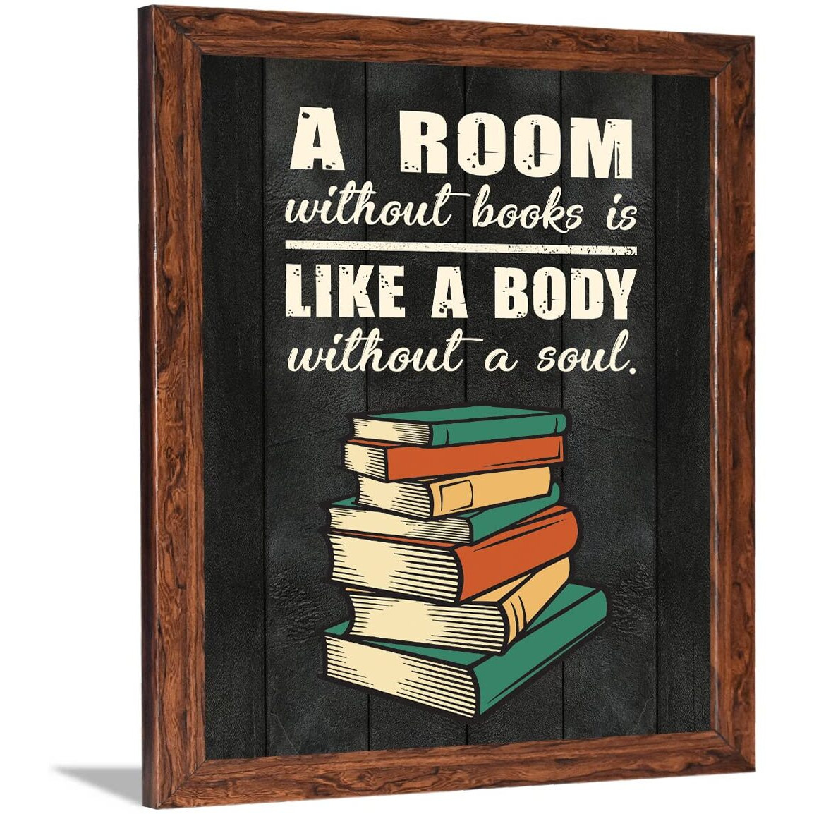 Chaka Chaundh - Book Quotes Wall Frames - Library Quotes Frame - Book Quotes Poster - Book Wall Art Frame - (13.6 X 10.6 Inches) (A Room Without Book - Black Vintage)