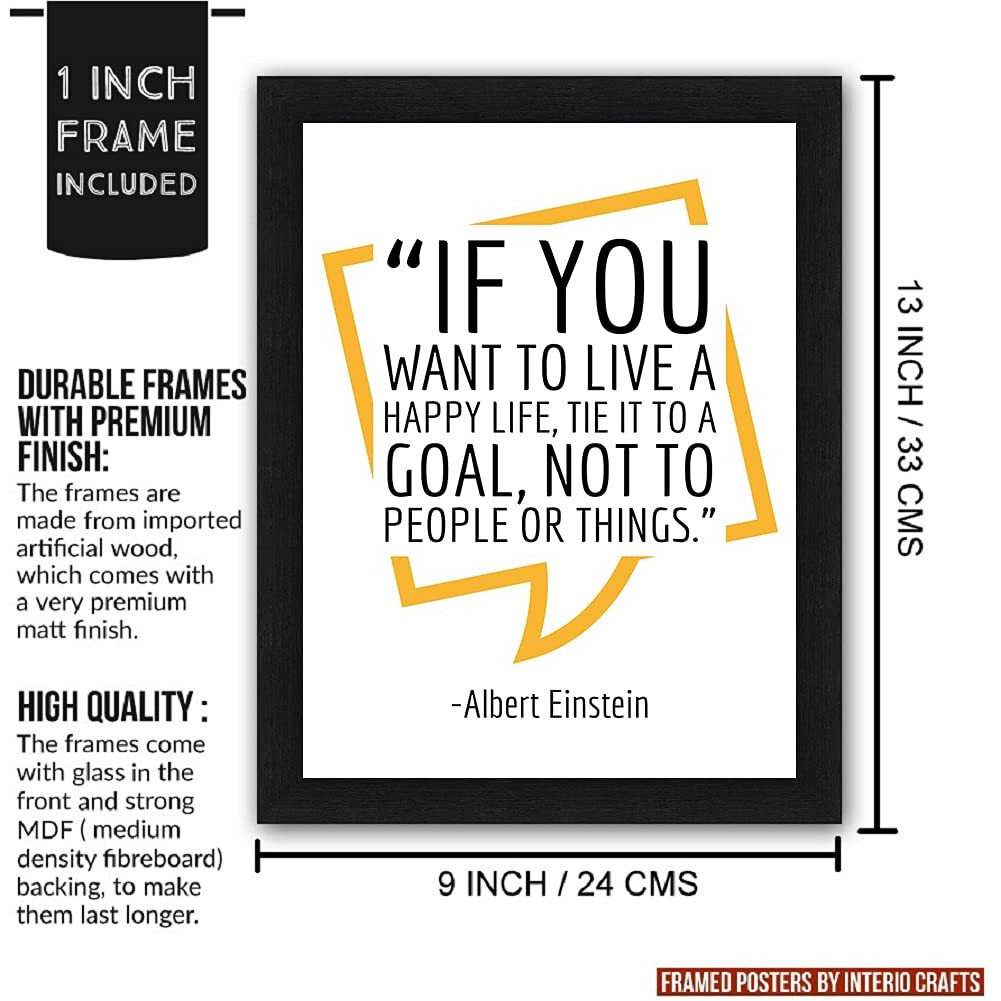 Interio Crafts Motivational Quotes Wall Framed Poster (13X10 Inches,WoodBlack, Framed) -Set Of 4