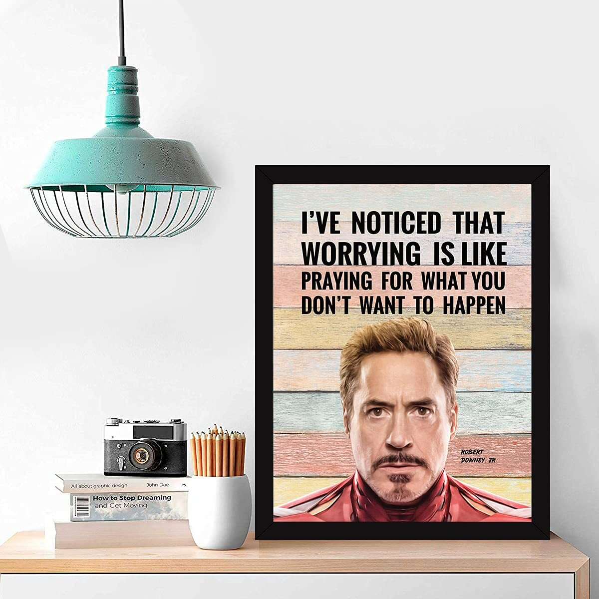 Chaka Chaundh - Iron Man Poster With Frame - Robert Downey Jr Frame - Tony Stark Quotes - Iron Man Poster Framed - Iron Man Quotes Frame - (13.6 X 10.6 Inches)