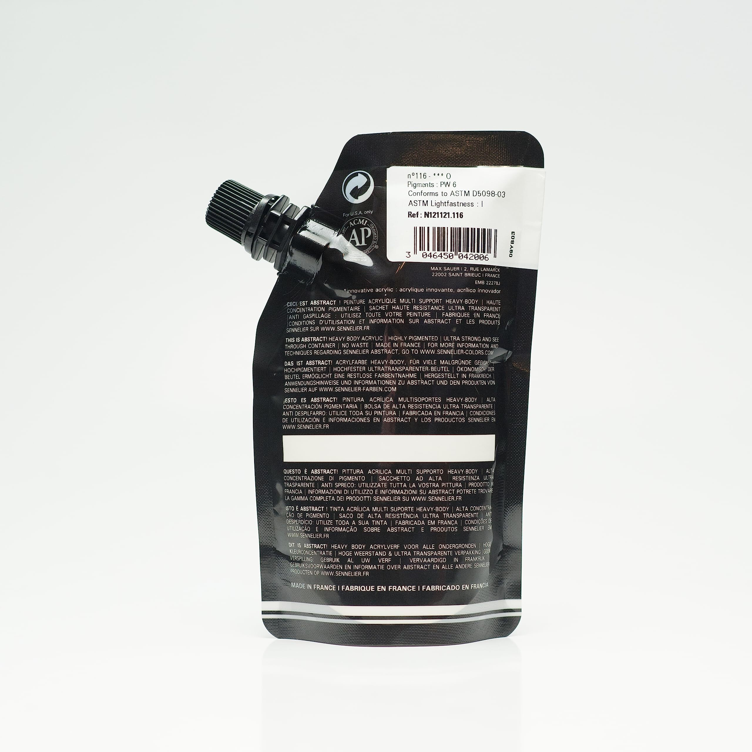 Sennelier Abstract Artist Acrylic 120 Ml Pouch (Titanium White) |Ideal For Urban Art, Large Murals, Or Abstract Expressionism.
