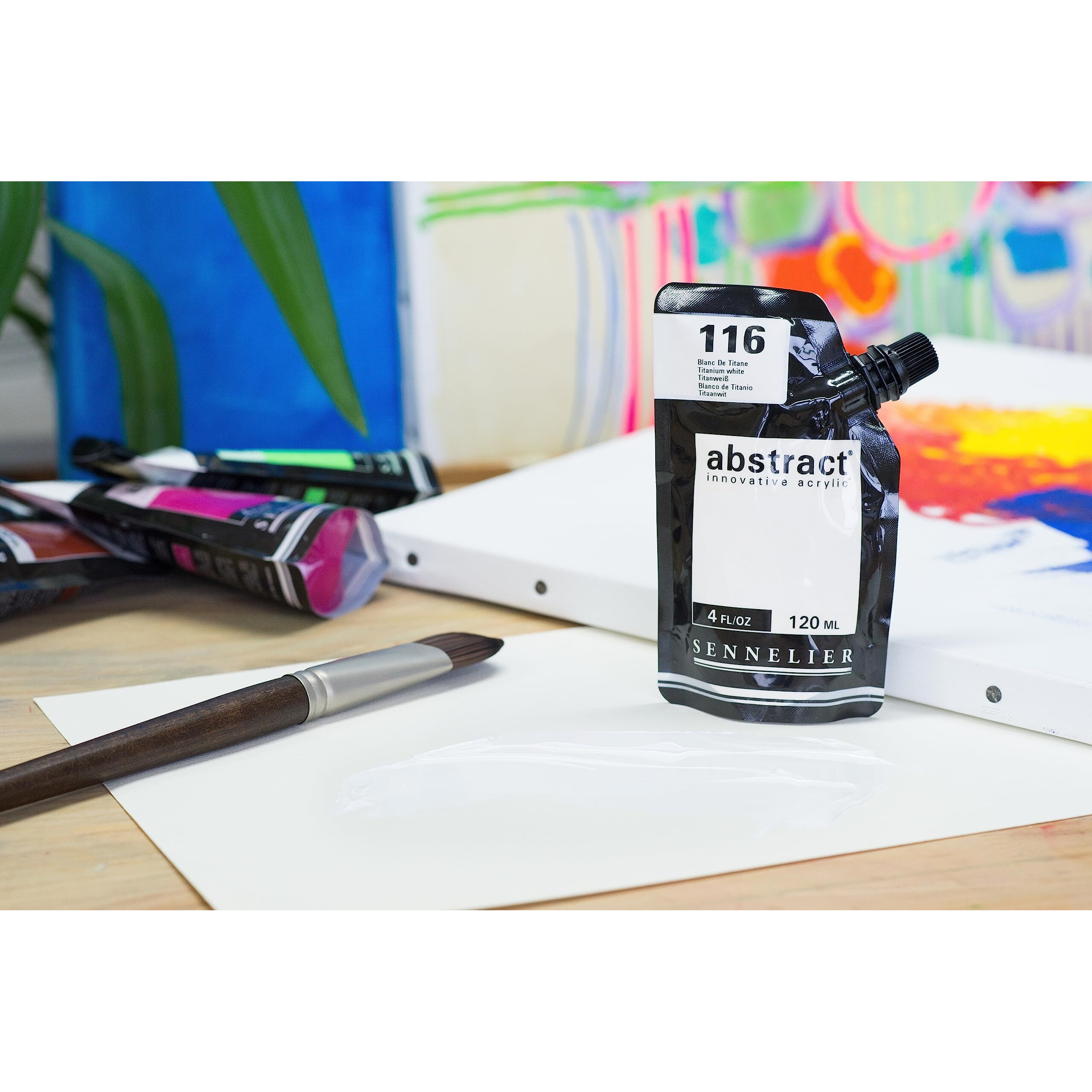 Sennelier Abstract Artist Acrylic 120 Ml Pouch (Titanium White) |Ideal For Urban Art, Large Murals, Or Abstract Expressionism.