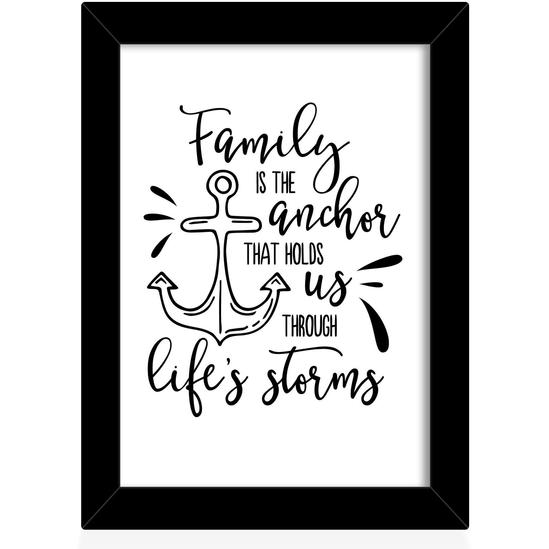 Tied Ribbons Family Is The Anchor That Hold Us Through Life Storms Printed Inspirational Framed Poster For Wall (25.9 Cm X 34.5 Cm)