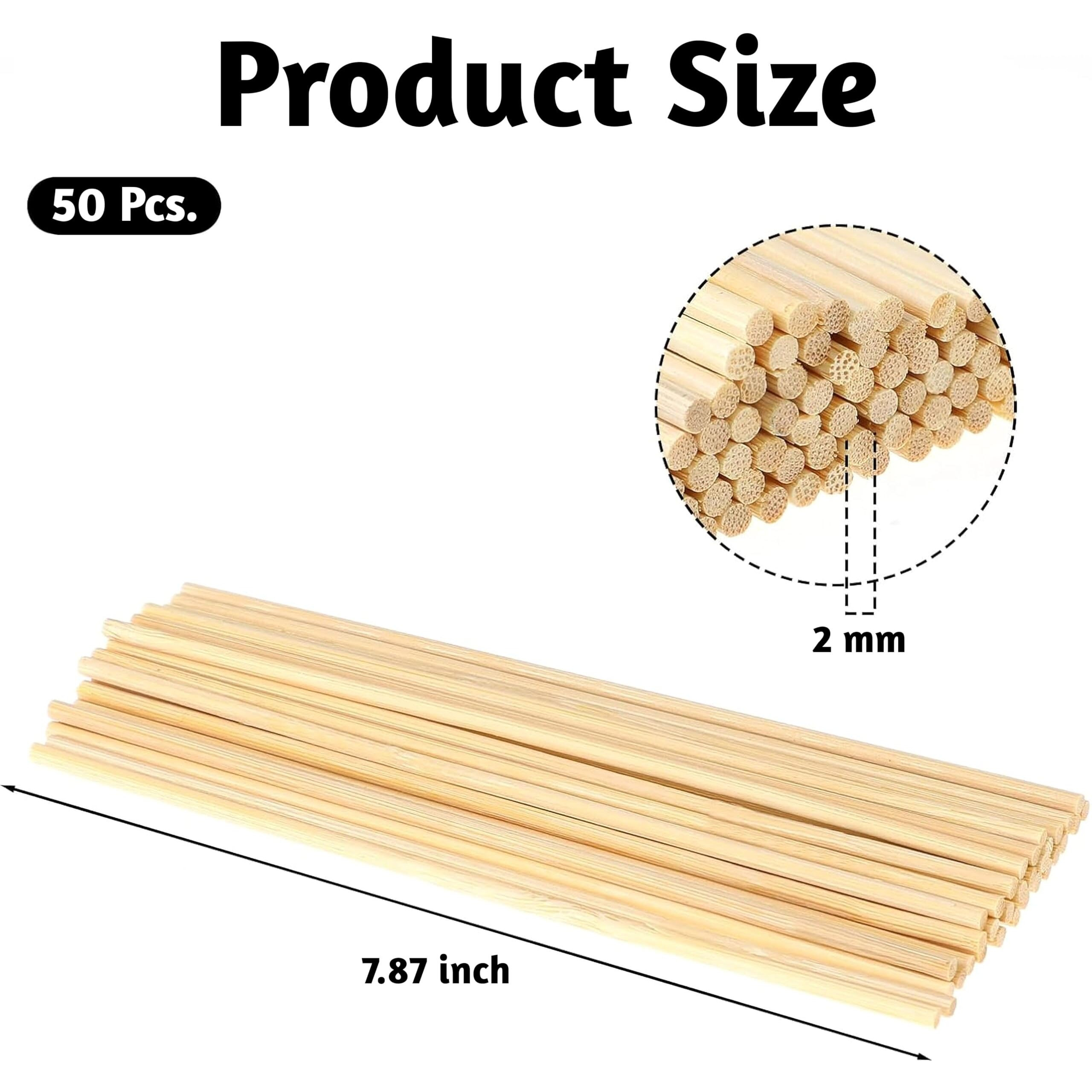 Indikonb Bamboo Wooden Sticks For Craft & Skewers | Multipurpose Sticks For Bbq, Tandoori, Kabab, Grilling & Diy Art Projects (50 Pcs)