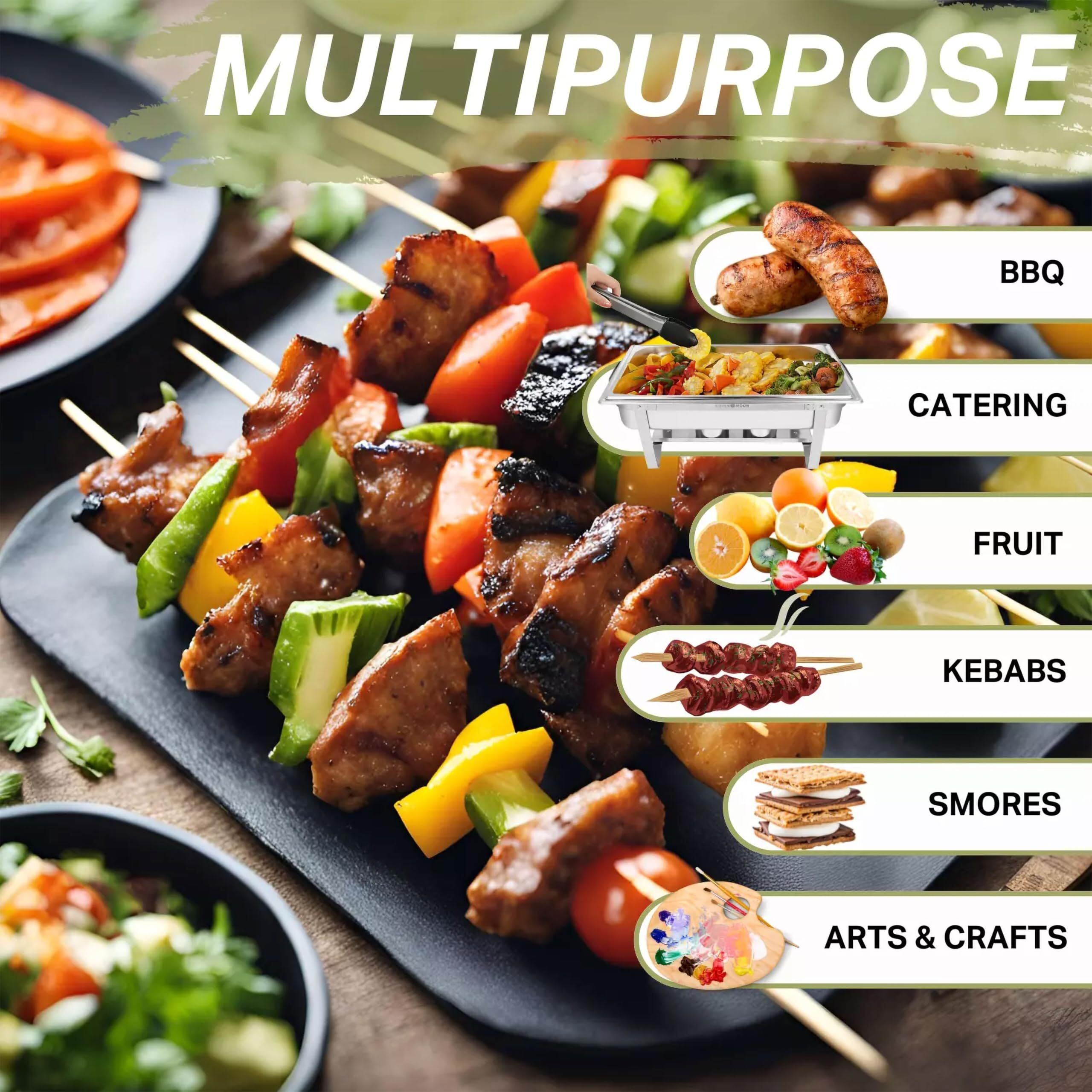 Indikonb Bamboo Wooden Sticks For Craft & Skewers | Multipurpose Sticks For Bbq, Tandoori, Kabab, Grilling & Diy Art Projects (50 Pcs)