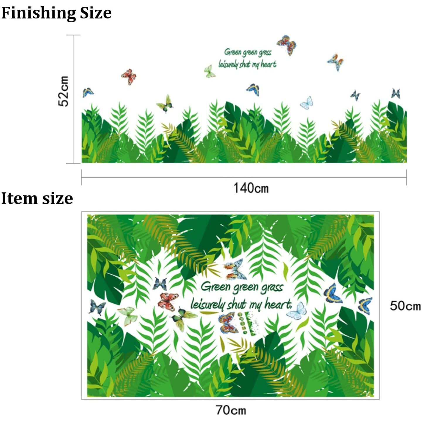 Jaamso Royals Grass Leaves Design Vinyl Self Adhesive Home Dcor Wall Sticker (70 Cm X 50 Cm)